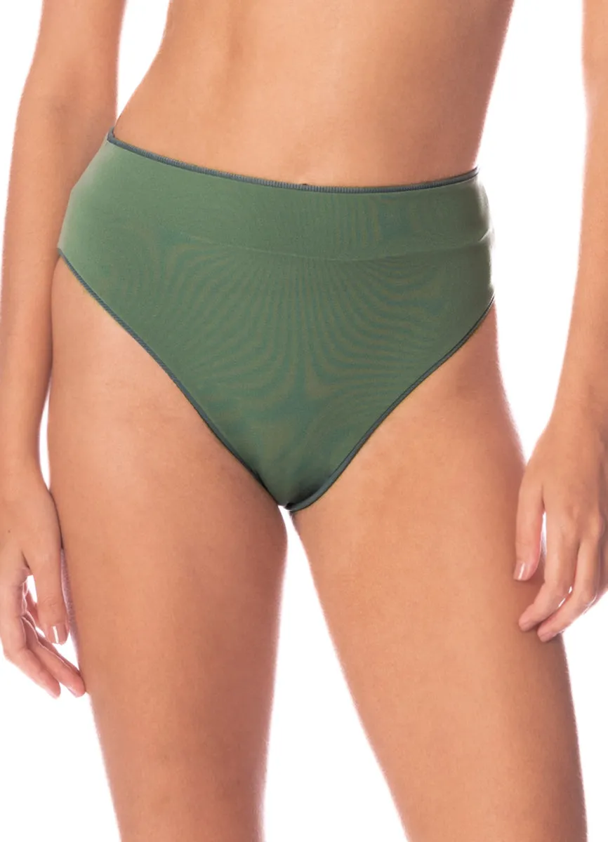 Maaji Eucalyptus Green Suzy Q High Rise Classic Bikini Bottom