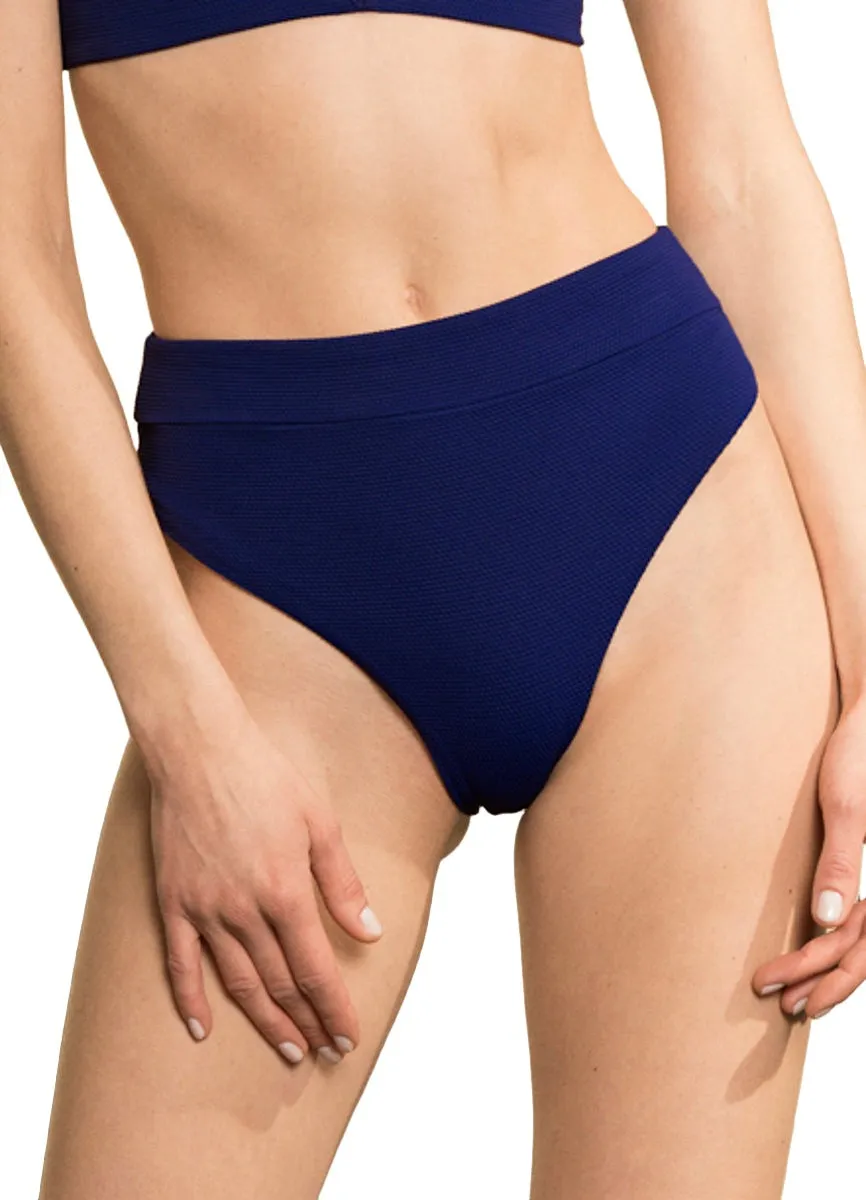 Maaji Indigo Blue Suzy Q High Rise/High Leg Bikini Bottom