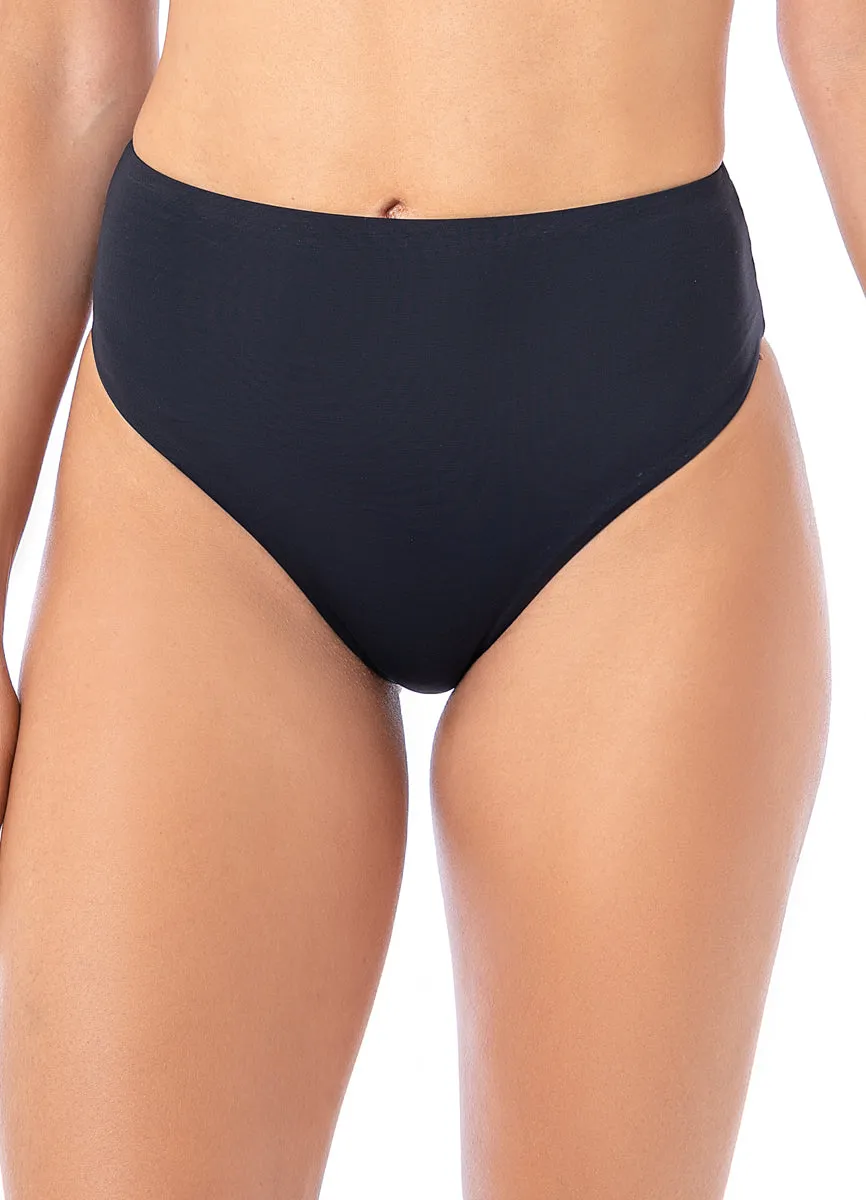 Maaji Ink Black Sully High Rise/High Leg Bikini Bottom