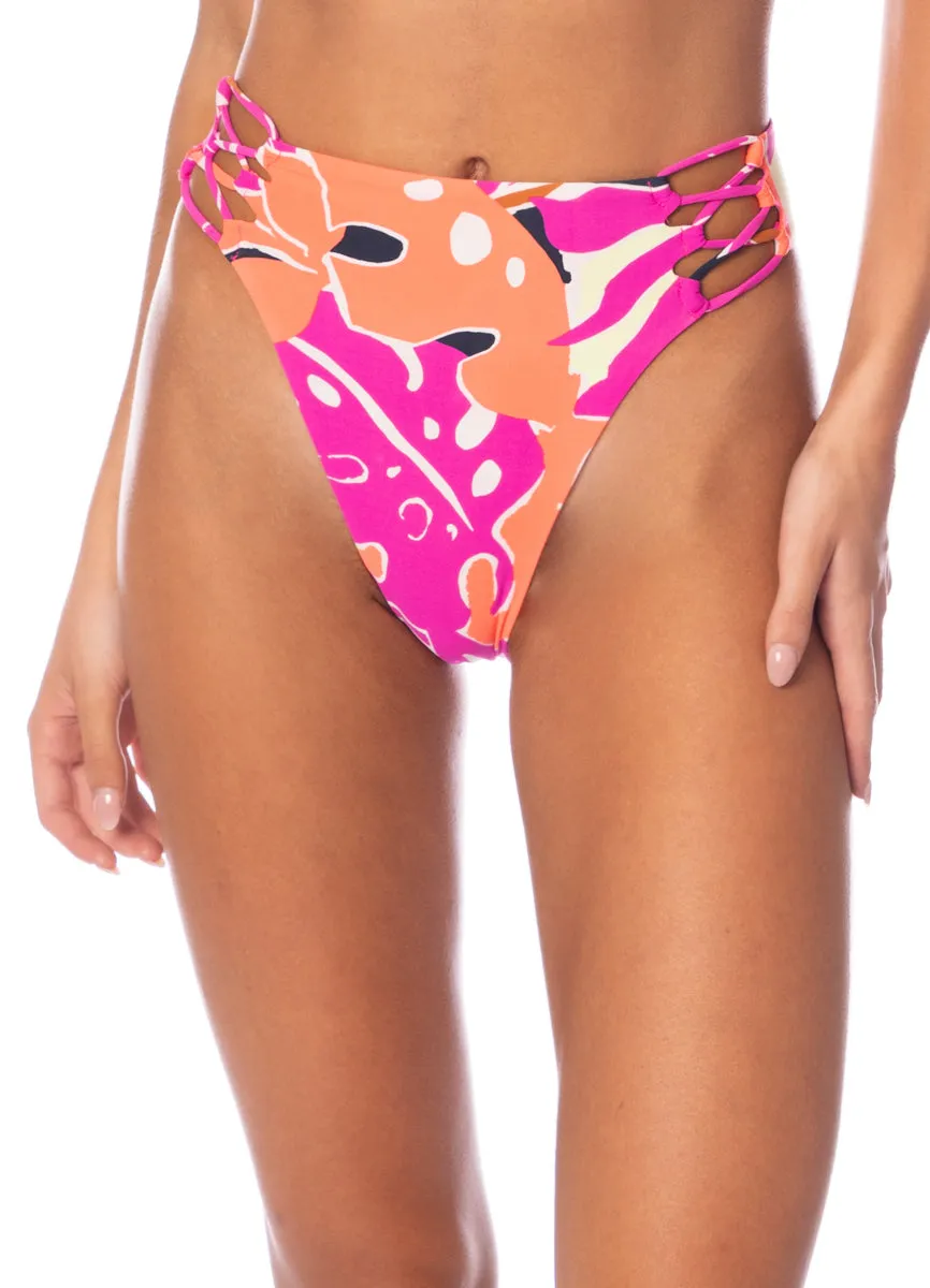 Maaji Jungle Reef Applauses High Rise Lace Up Bikini Bottom