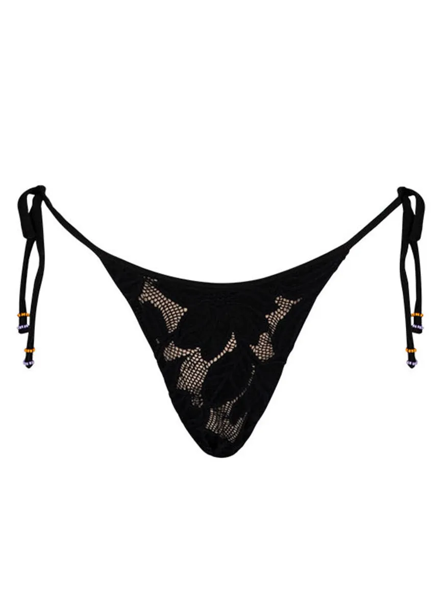 Maaji Midnight Bouquet Tulum Mid Rise Tie Side Bikini Bottom