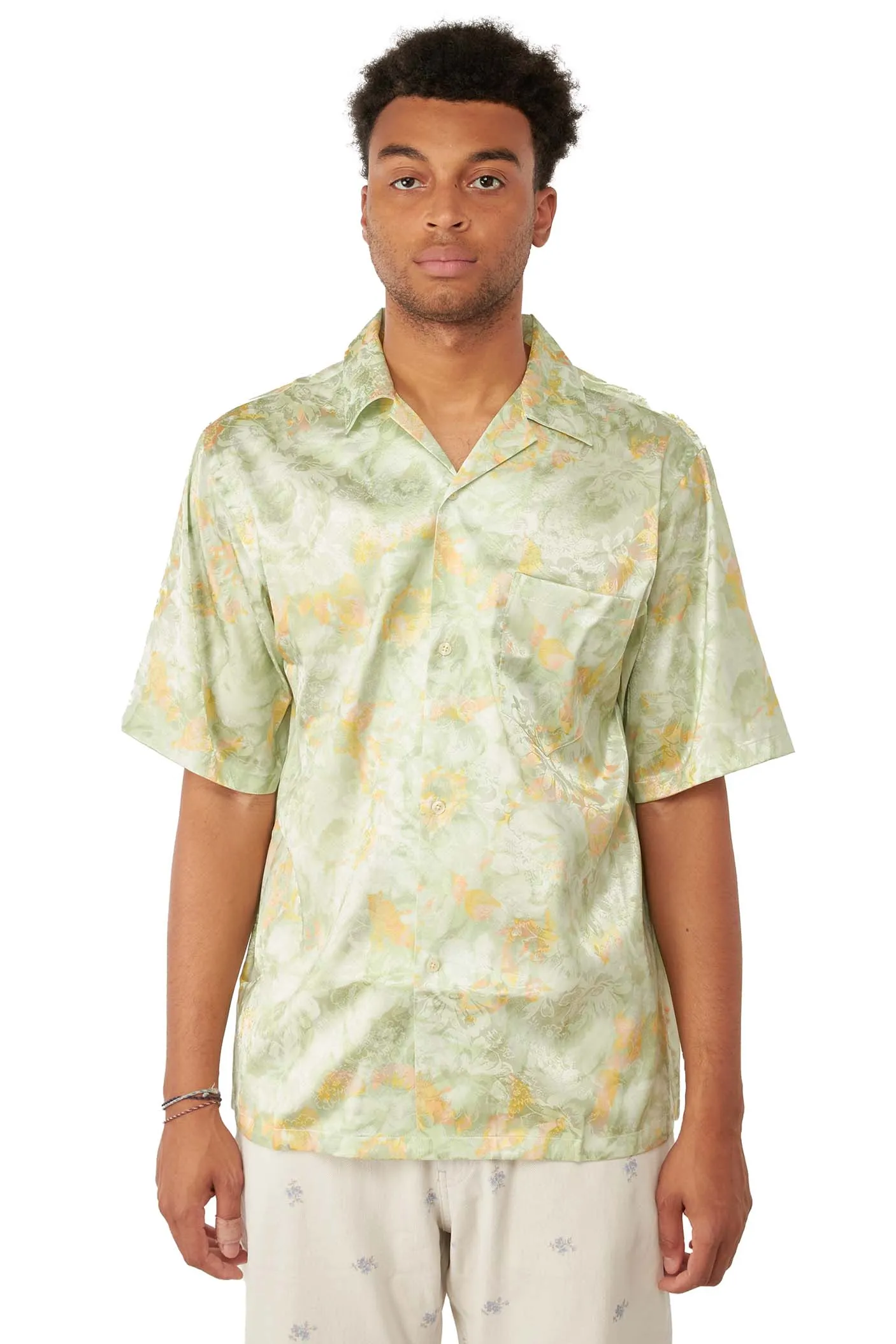 Martine Rose Mens Oversized Hawaiian Shirt 'Green Floral'