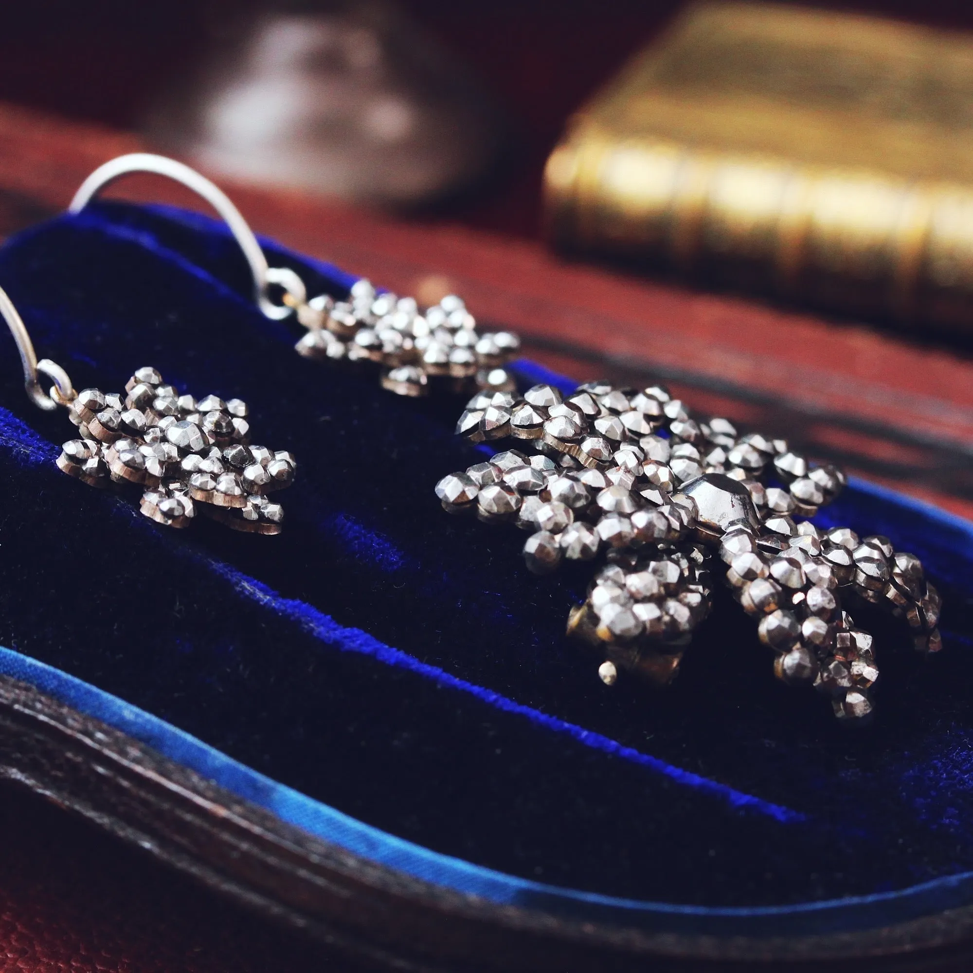 Matching Georgian Cut Steel Earrings & Brooch