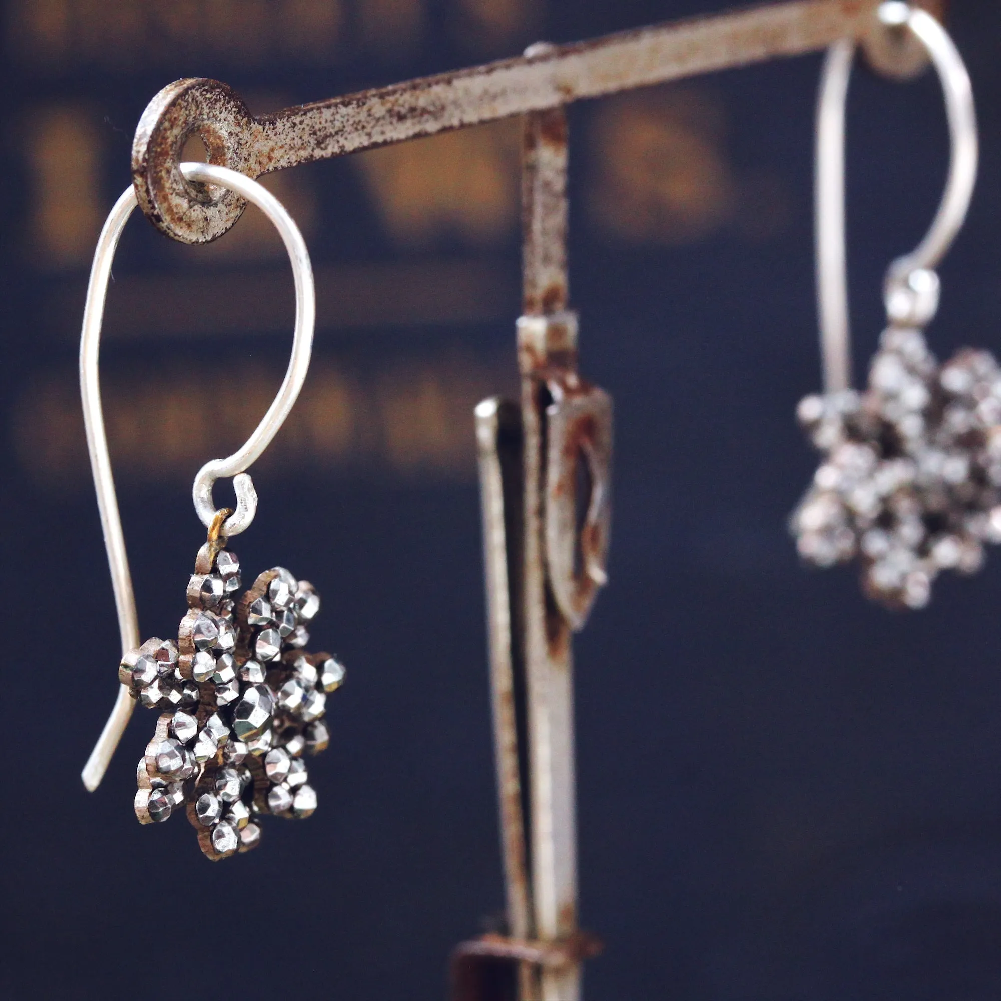 Matching Georgian Cut Steel Earrings & Brooch