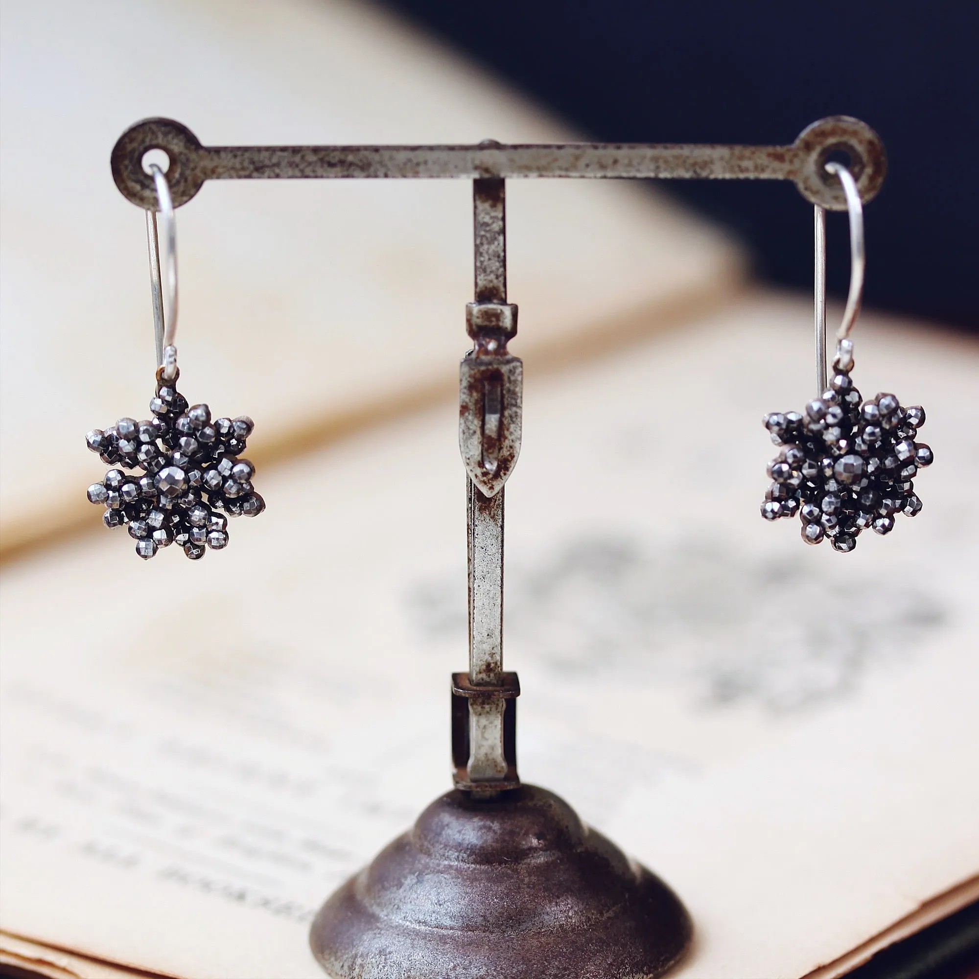 Matching Georgian Cut Steel Earrings & Brooch