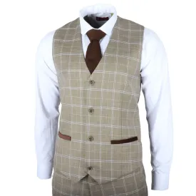 Men's Waistcoat Brown Checked Tailored Fit Vest