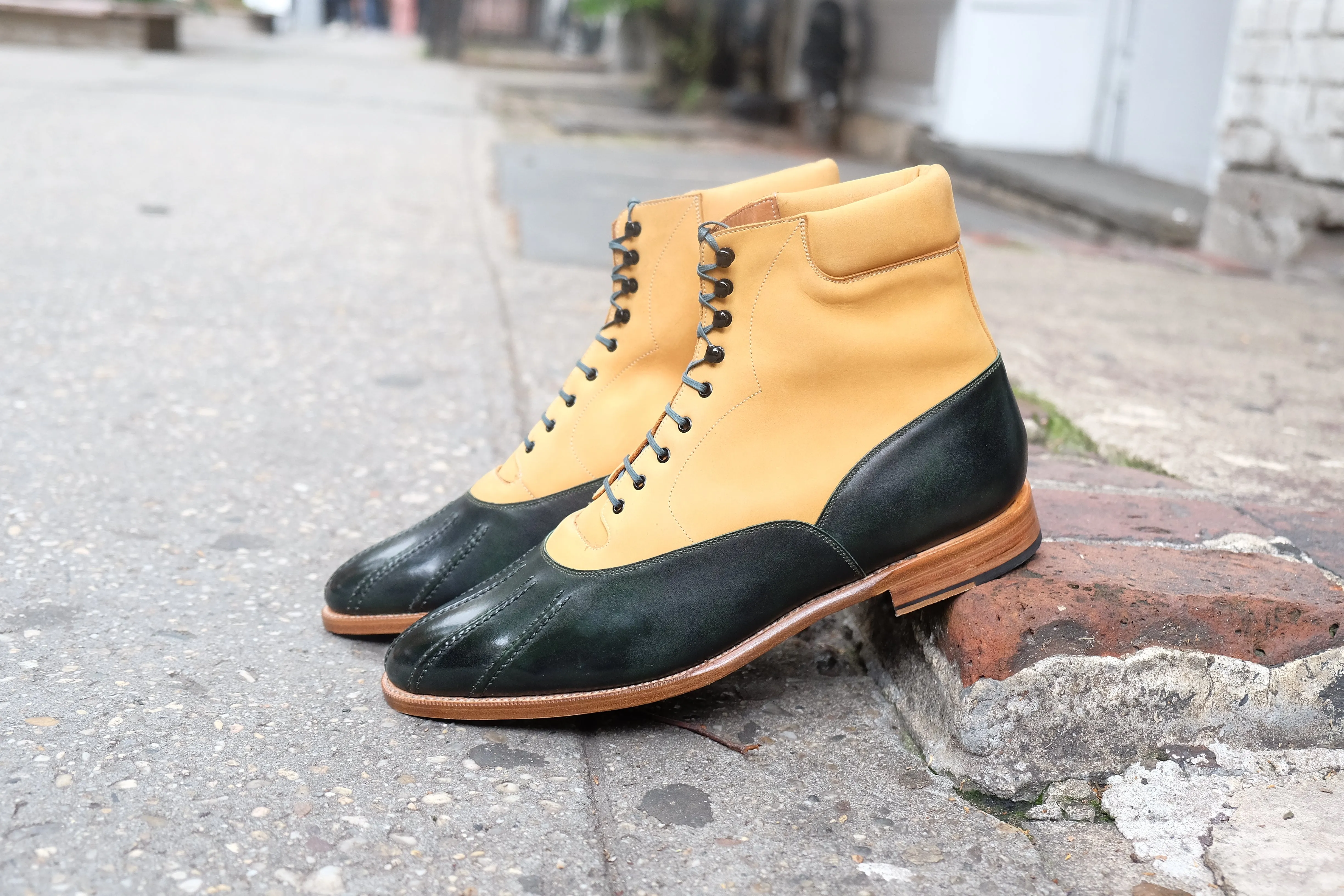 Mercer - MTO - Dark Green Museum Calf / Tan Nubuck - TMG Last - Natural Single Leather Sole