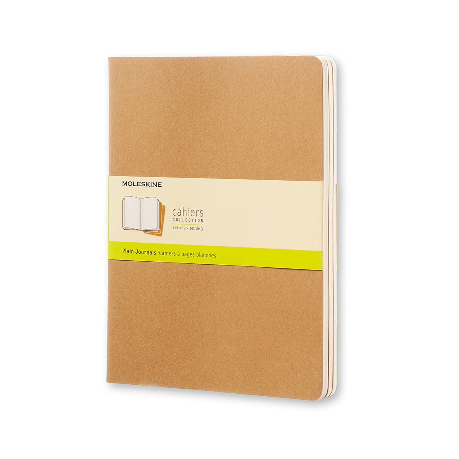 Moleskine Cahier Book - Set of 3, Extra Large, Kraft Brown Cover, 9 1/2" x 9" (Various Styles)