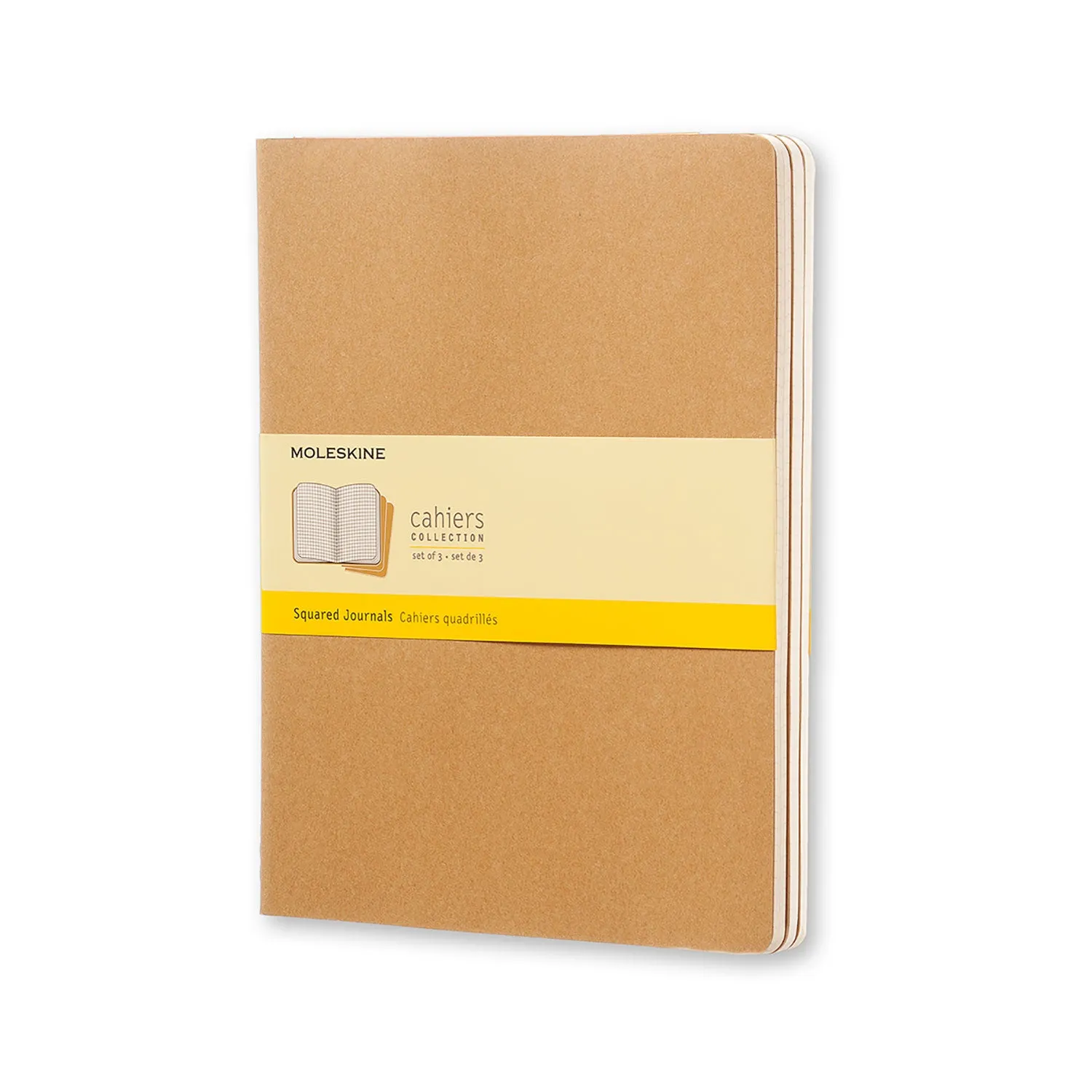 Moleskine Cahier Book - Set of 3, Extra Large, Kraft Brown Cover, 9 1/2" x 9" (Various Styles)