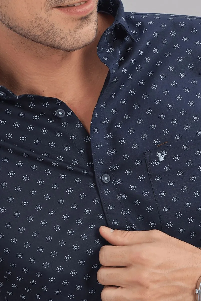 Navy Flower Print -Full-Stain Proof