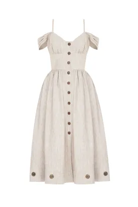 Open Shoulder Linen Dress