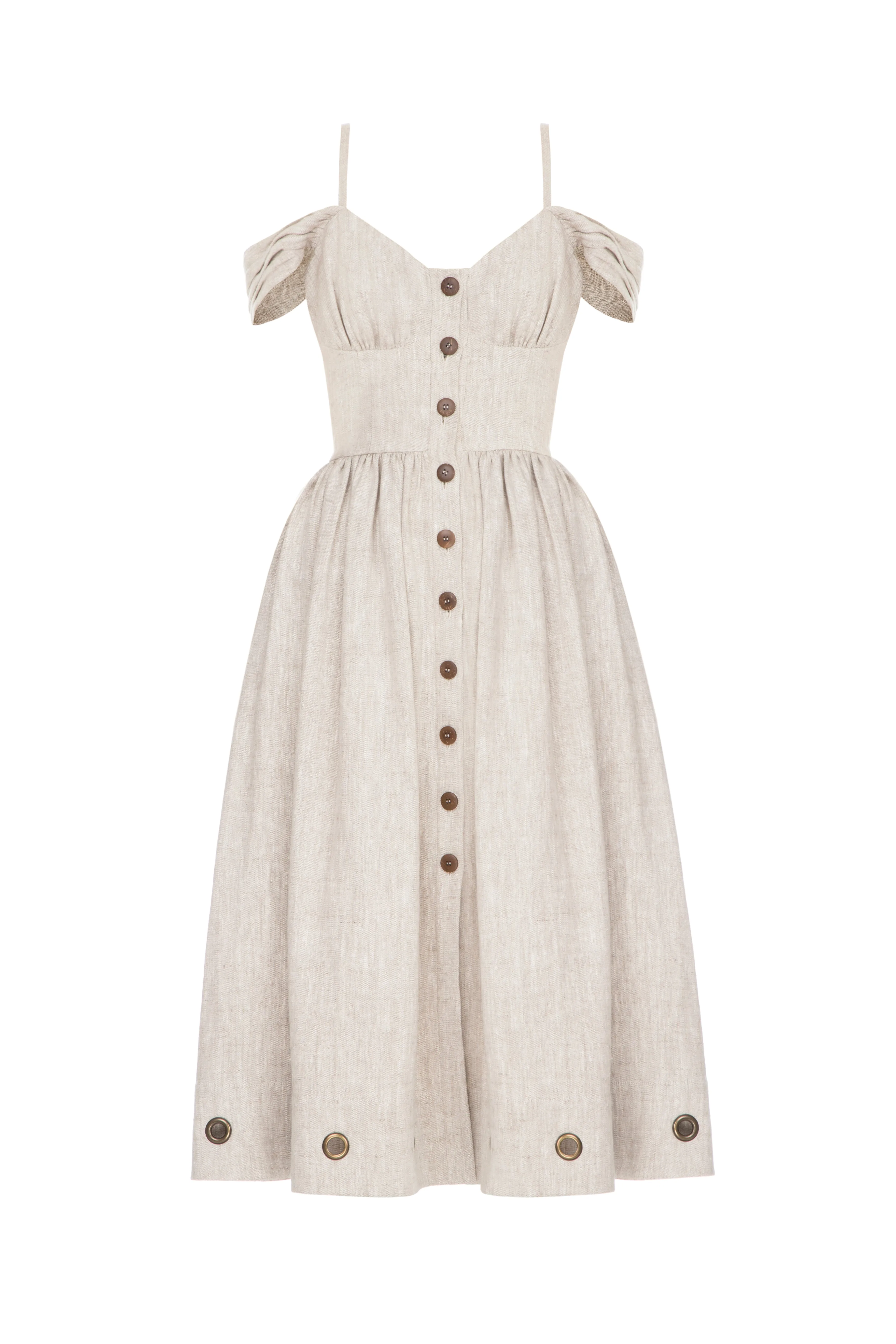 Open Shoulder Linen Dress