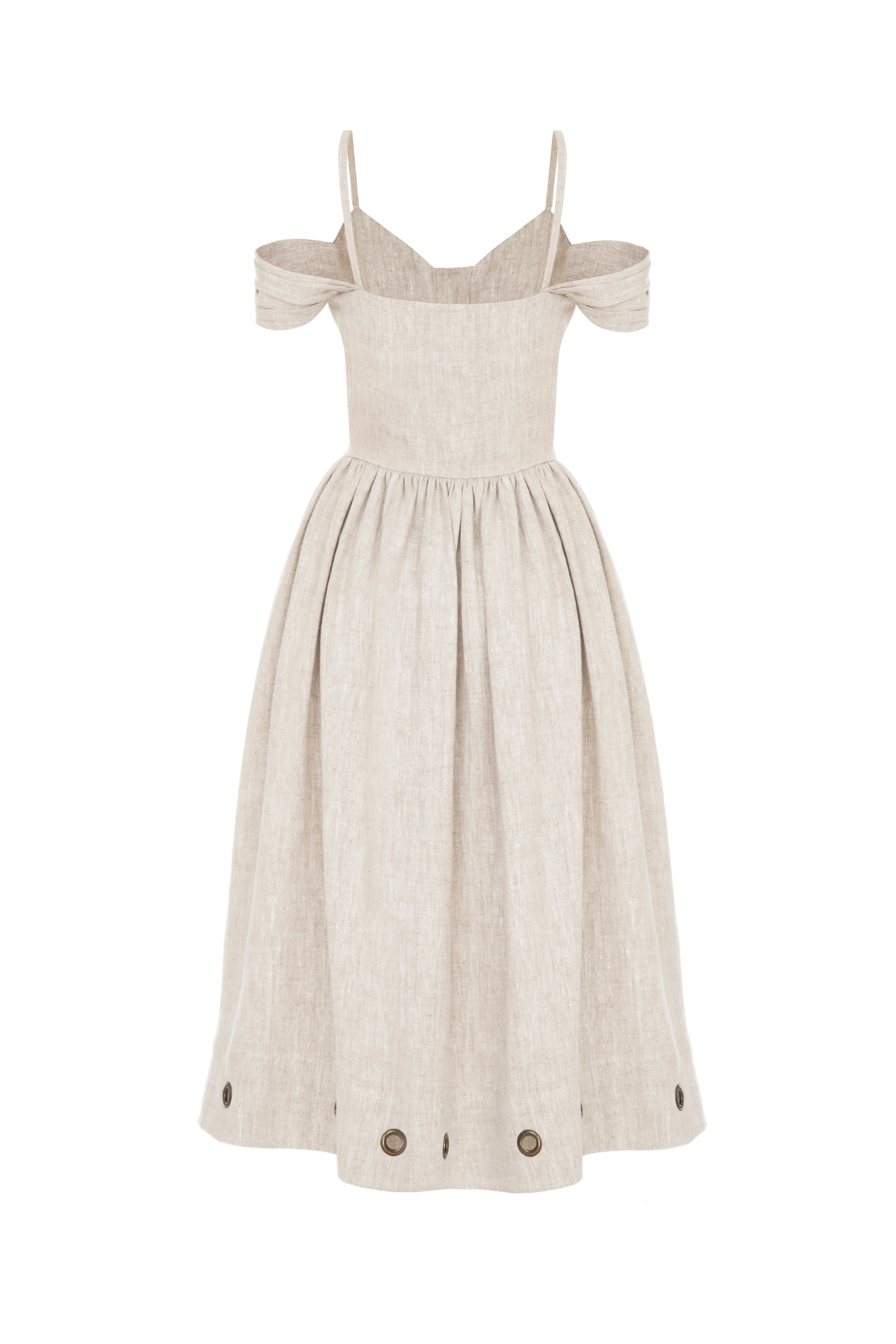 Open Shoulder Linen Dress