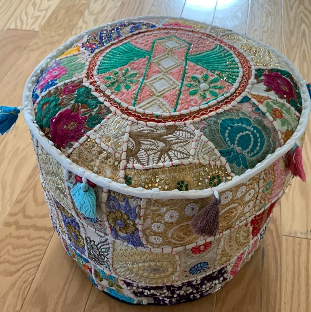 Patchwork Pouf Ottoman ~ Medium Size