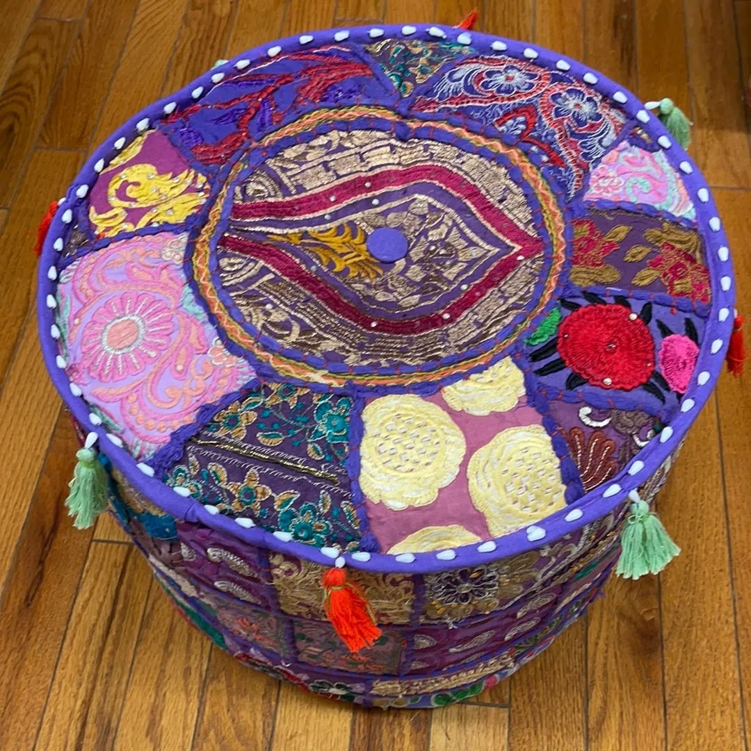 Patchwork Pouf Ottoman ~ Medium Size