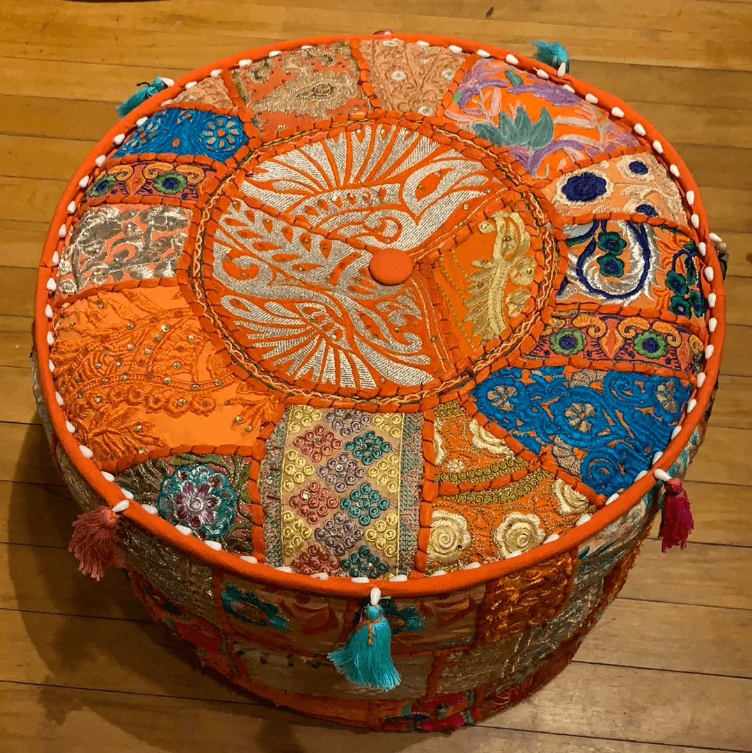 Patchwork Pouf Ottoman ~ Medium Size