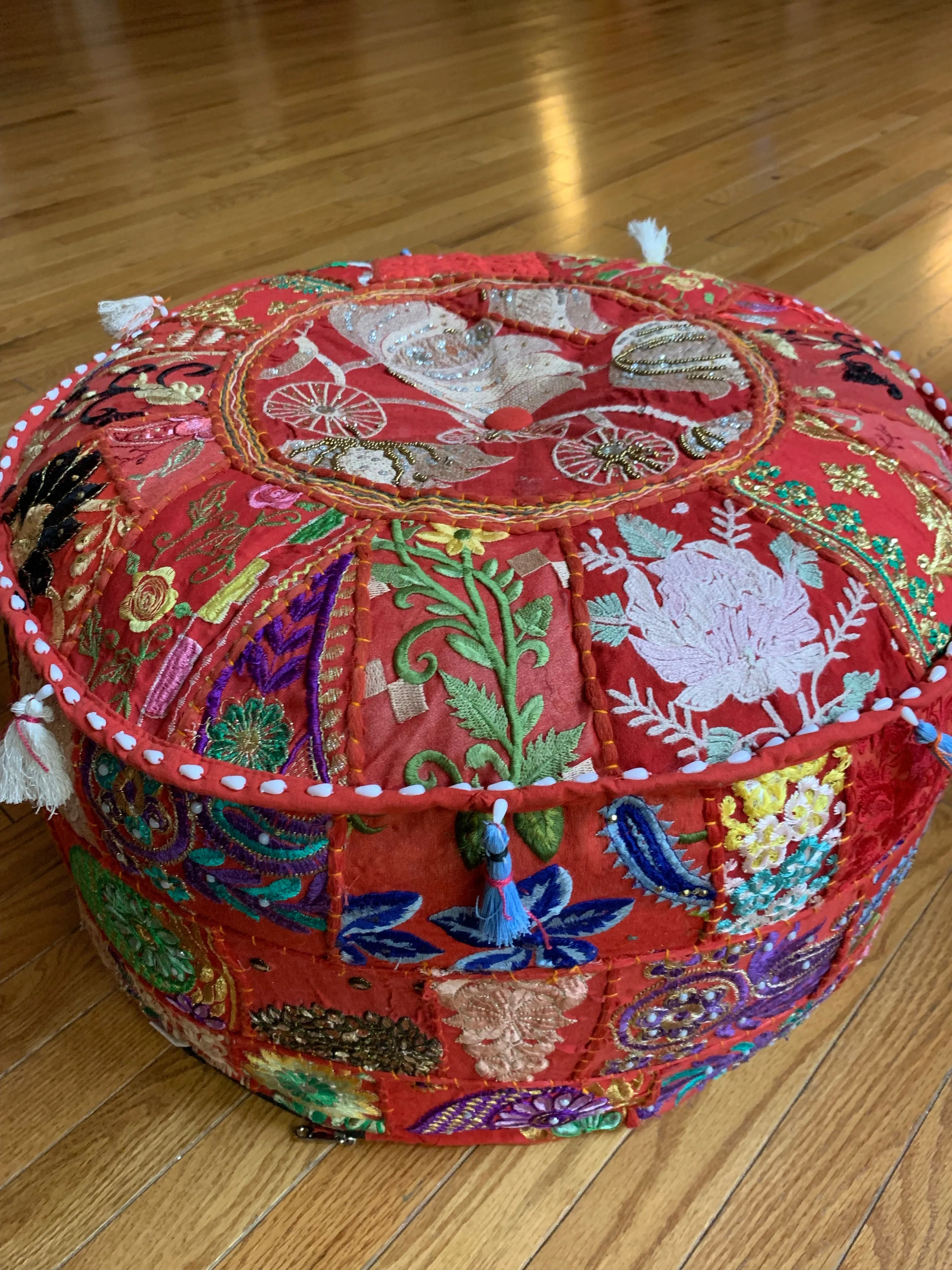 Patchwork Pouf Ottoman ~ Medium Size