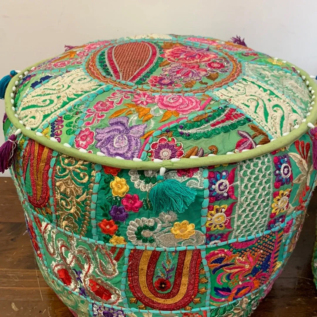 Patchwork Pouf Ottoman ~ Medium Size