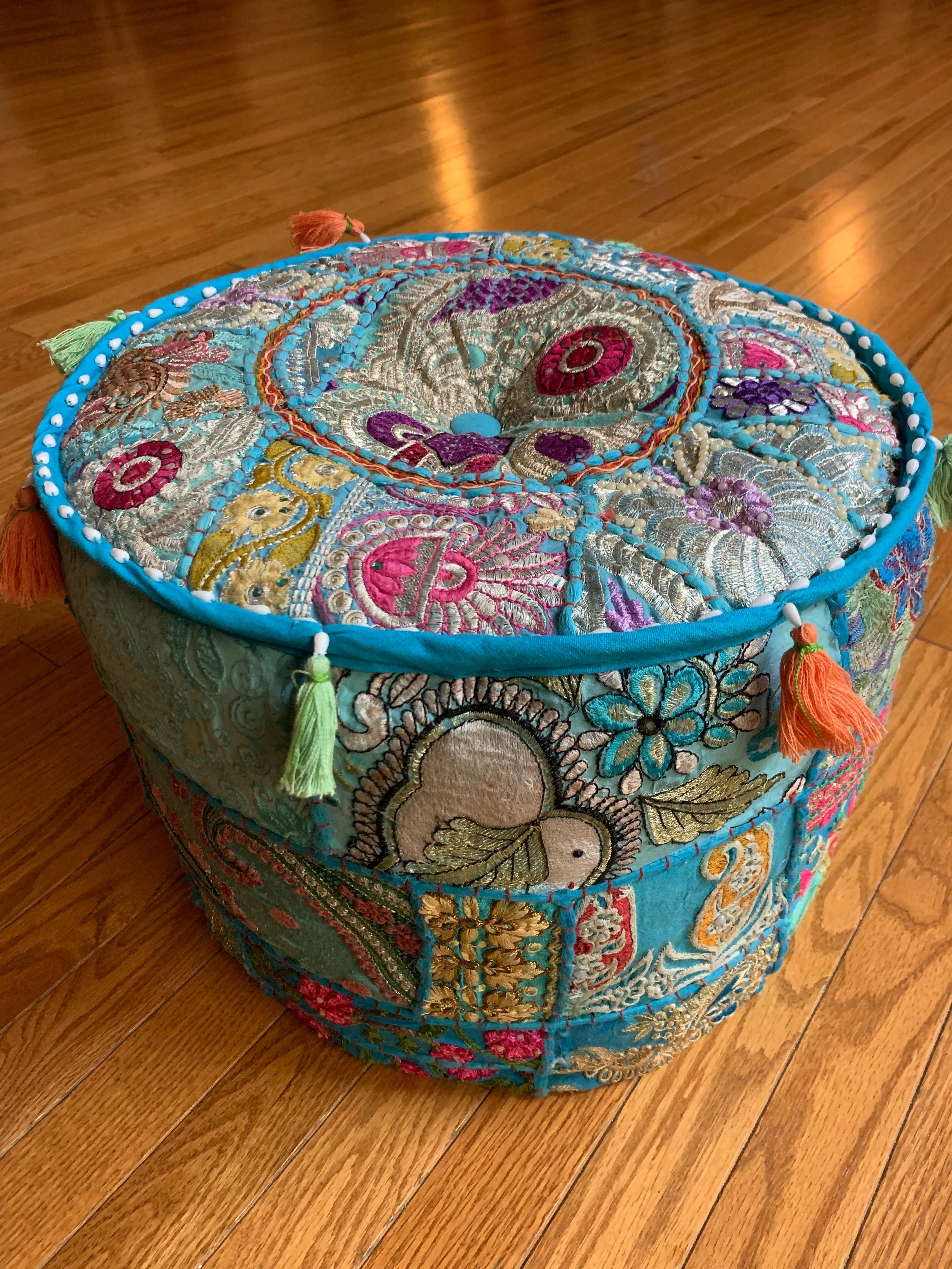 Patchwork Pouf Ottoman ~ Medium Size