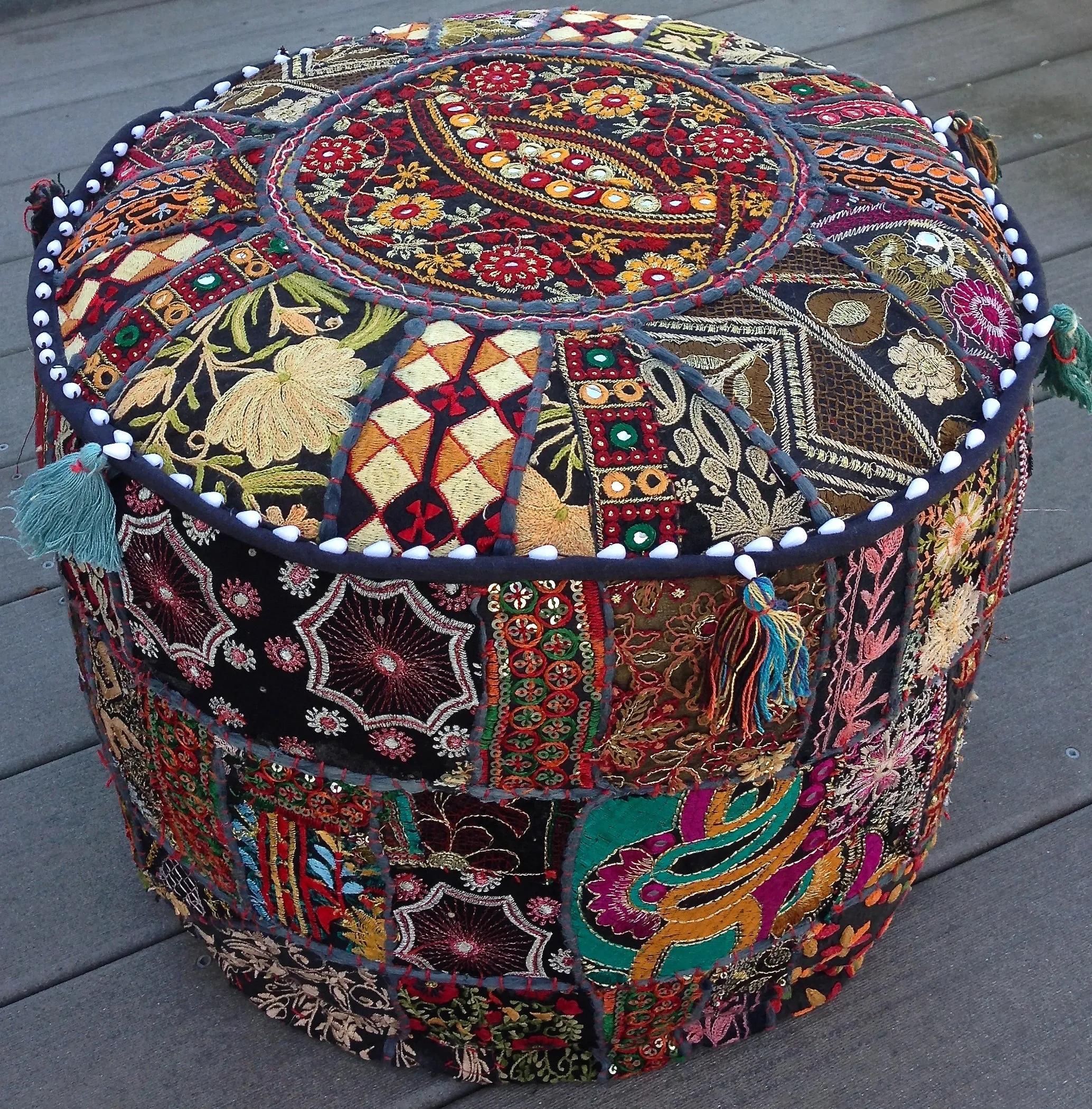 Patchwork Pouf Ottoman ~ Medium Size