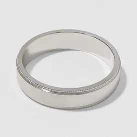 Platinum Flat Milgrain Wedding Band - Matte 5mm