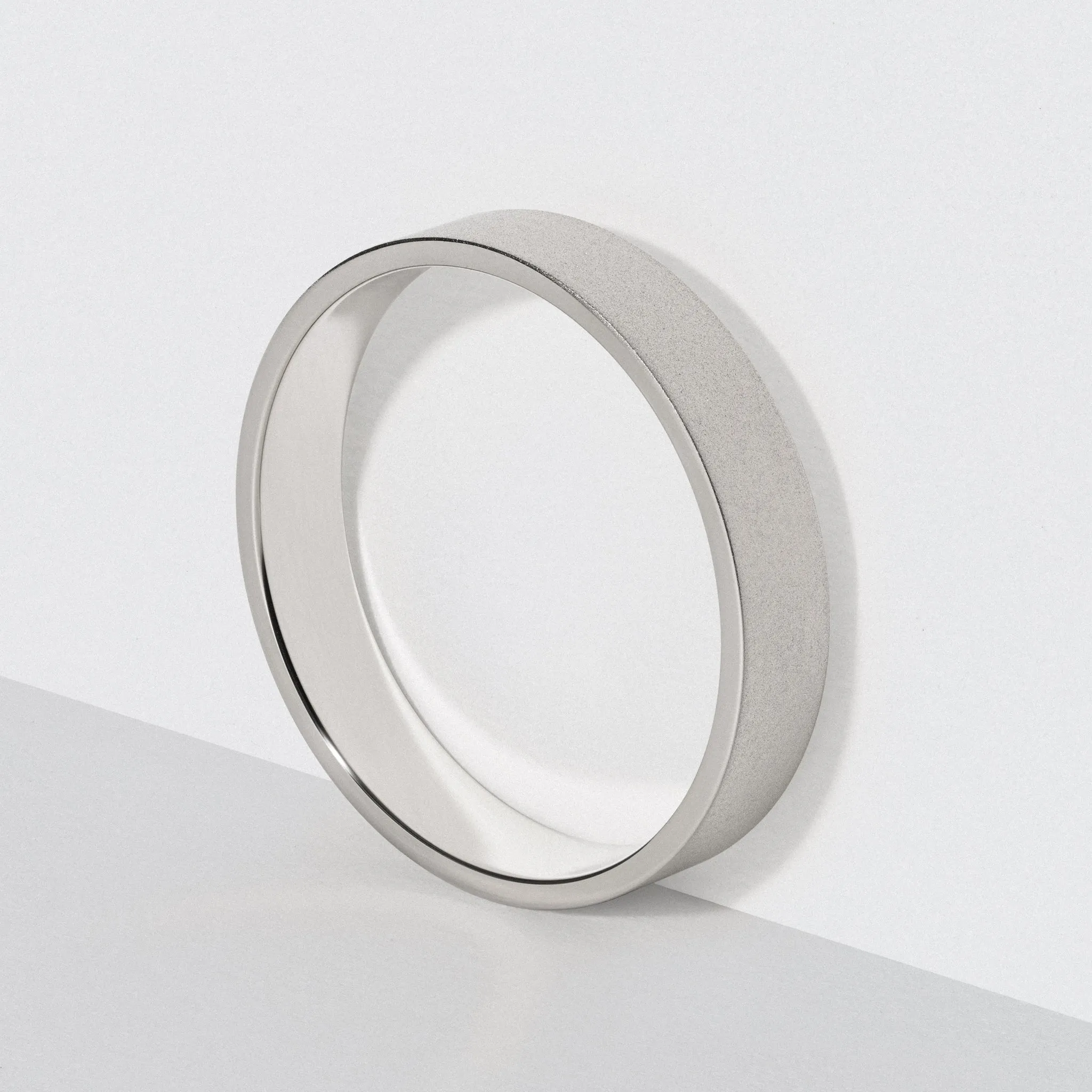 Platinum Flat Wedding Band - Matte 4mm