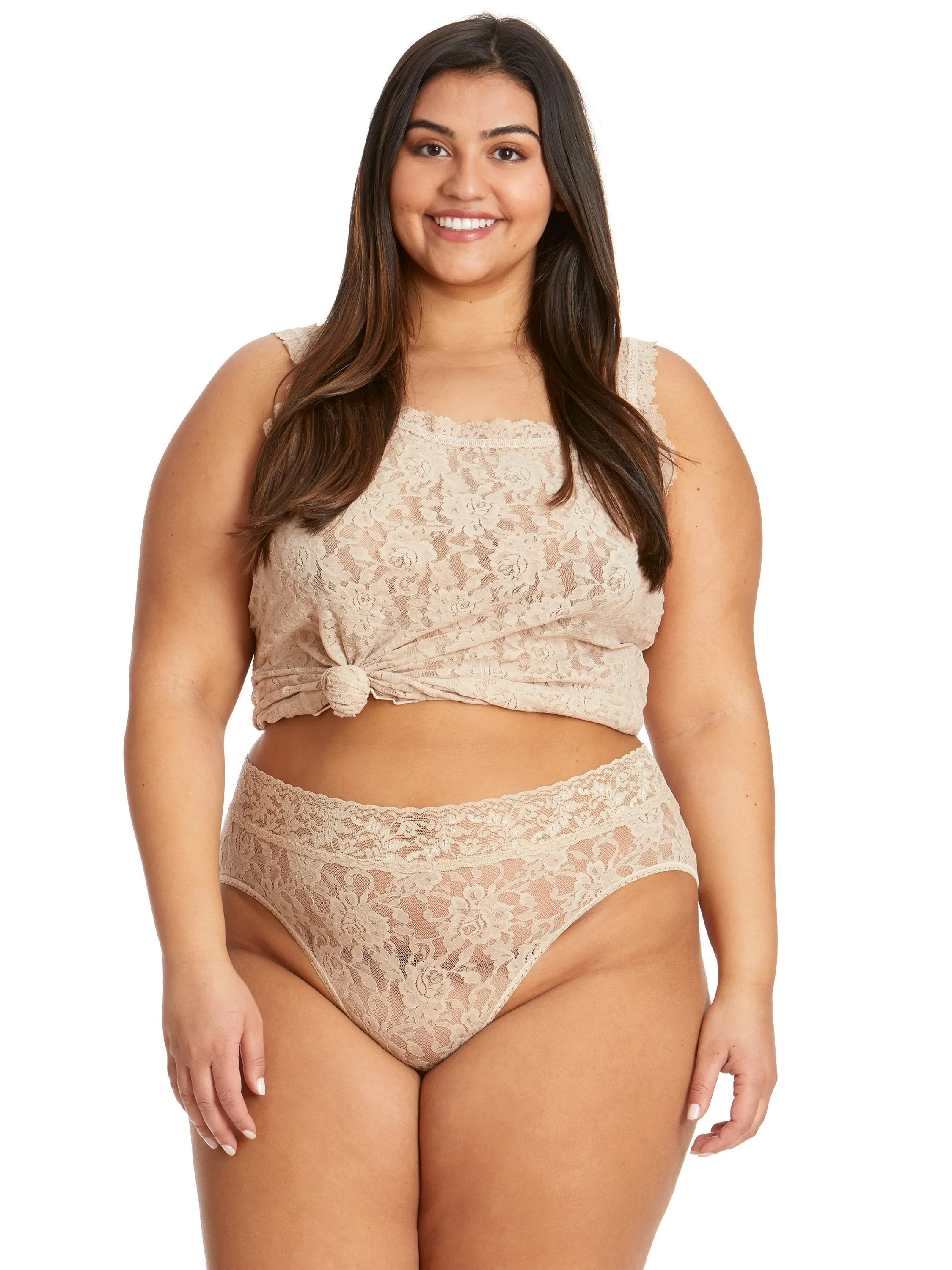 Plus Size Signature Lace French Brief Chai