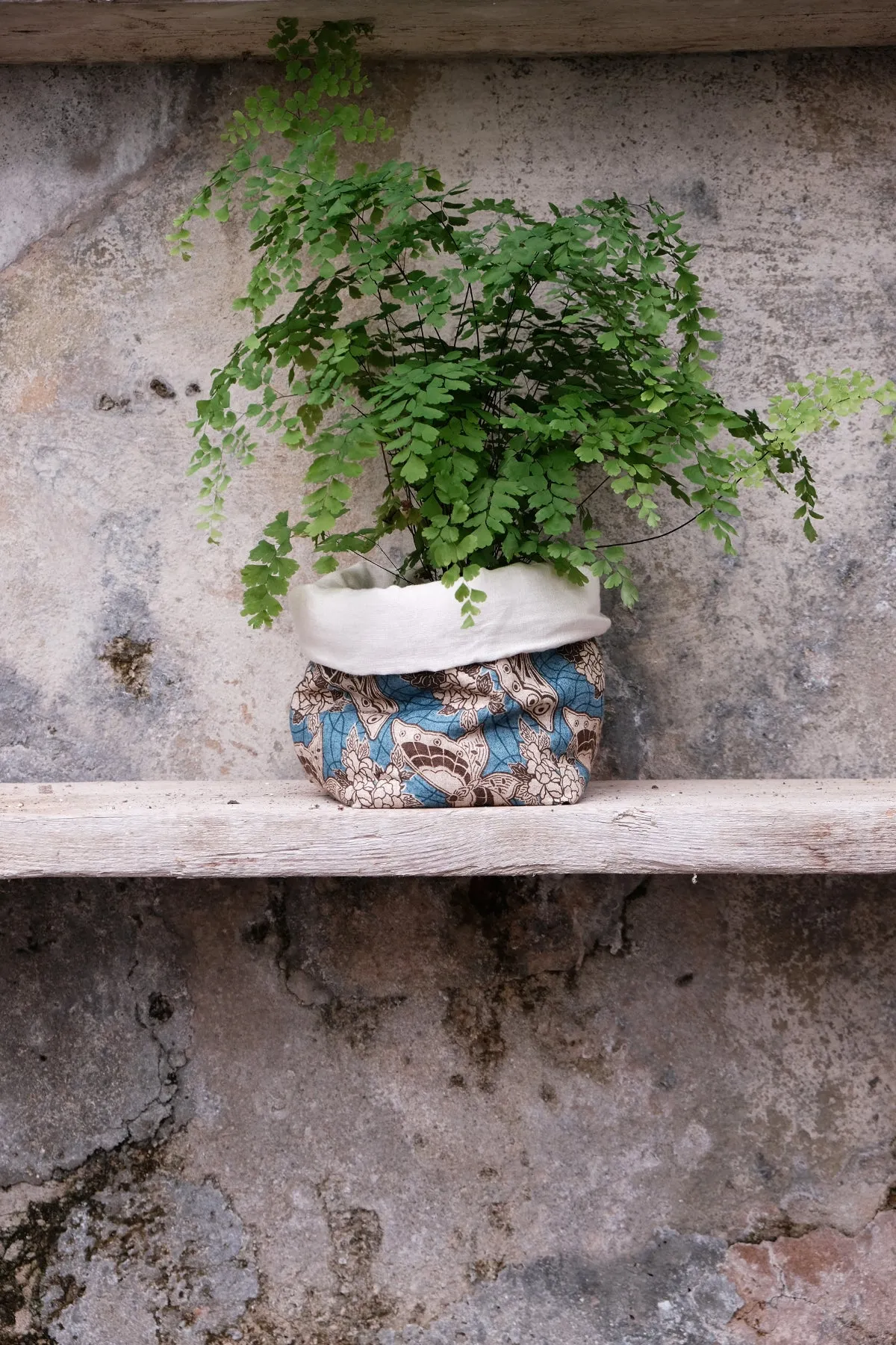 PRINTED LINEN BASKET