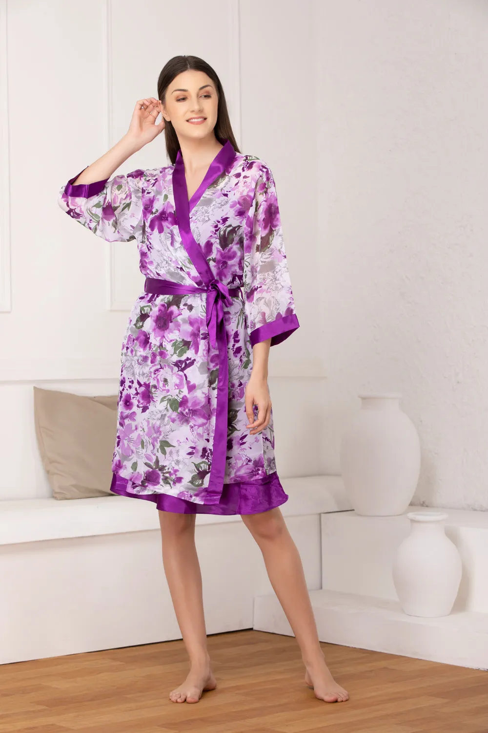 Printed satin Nightgown set