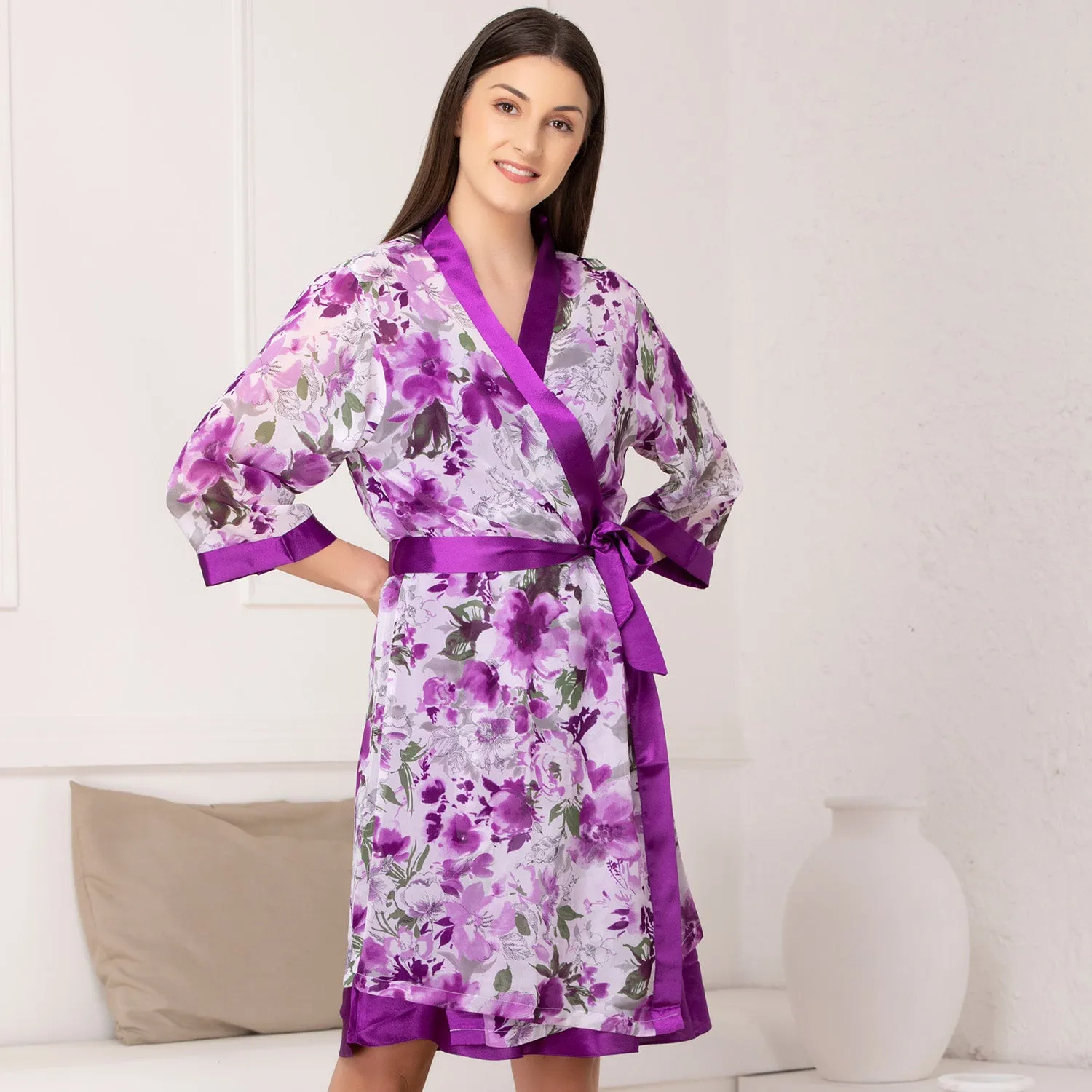 Printed satin Nightgown set