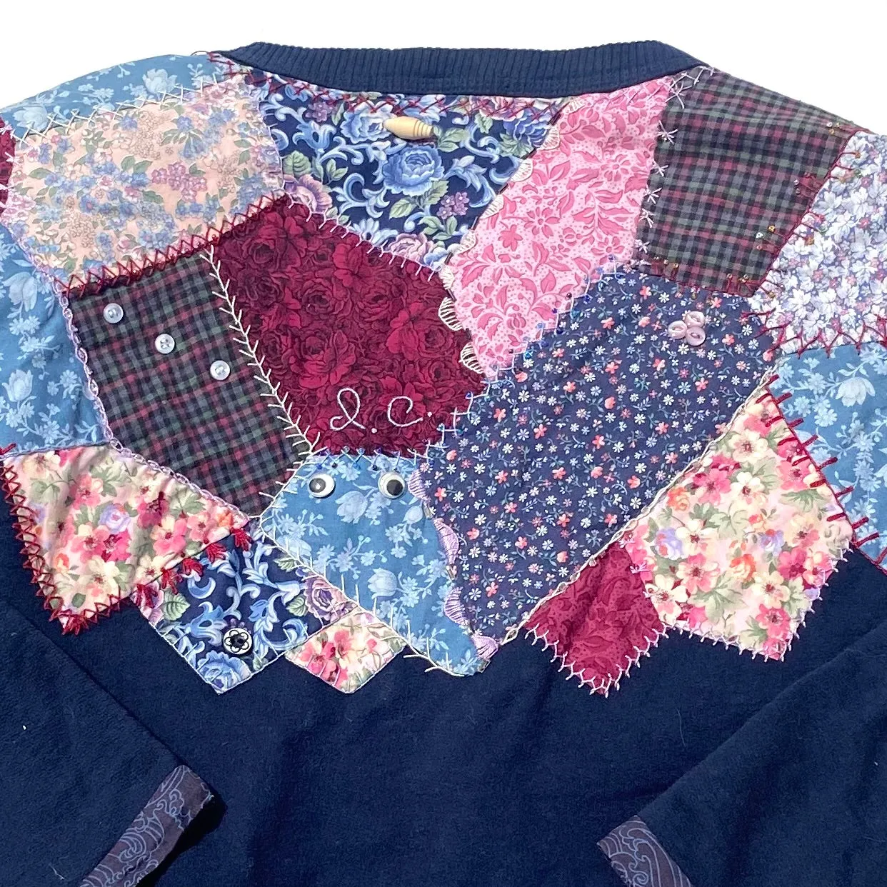 Reworked Non-Fiction Vintage Patchwork Cardigan