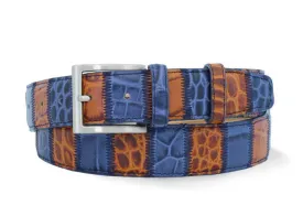 Robert Charles Belt - 1628 - Patchwork Blue/Tan