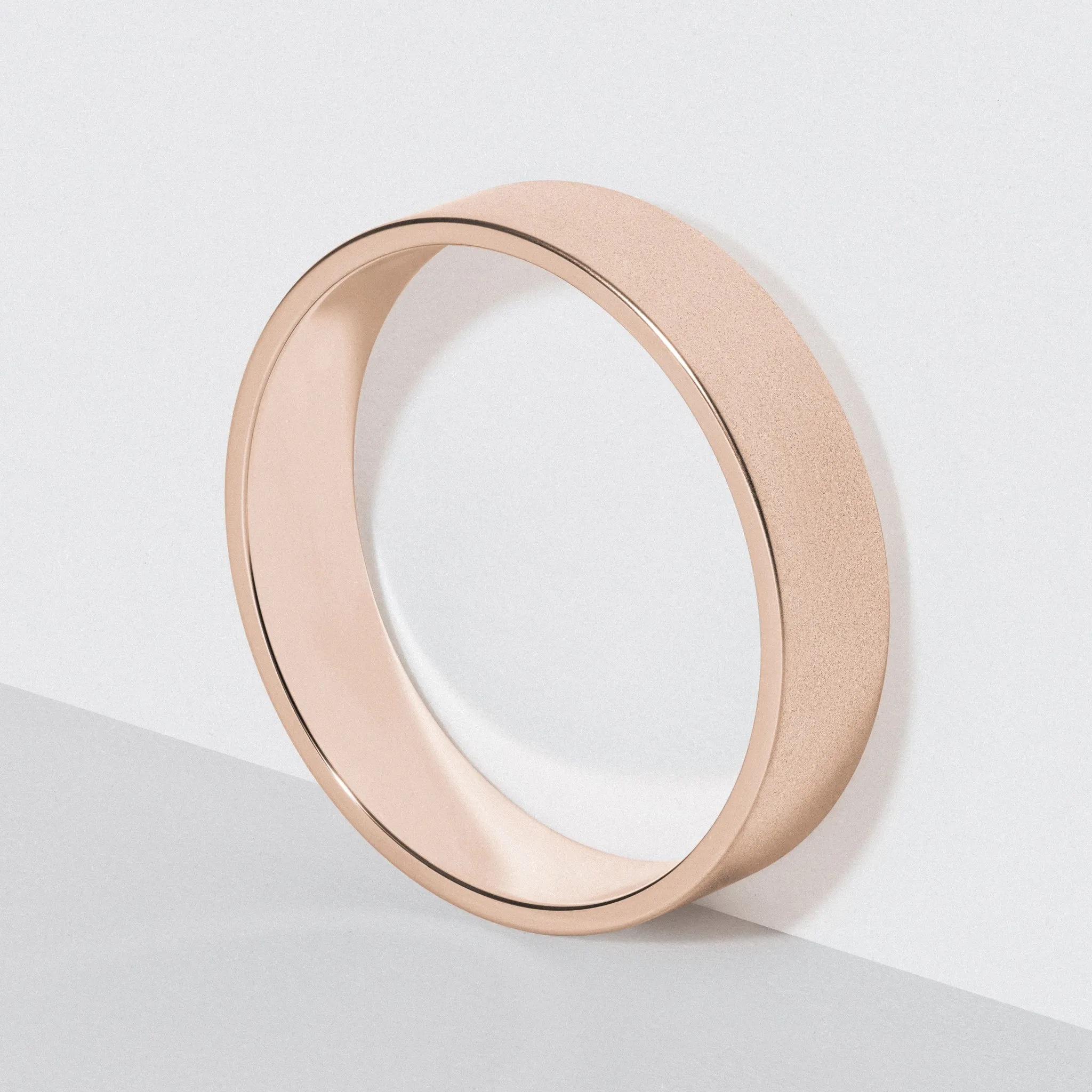 Rose Gold Flat Wedding Band - Matte 5mm