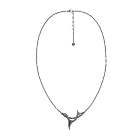 Rose Thorn Branch Pendant - Silver Black Rhodium