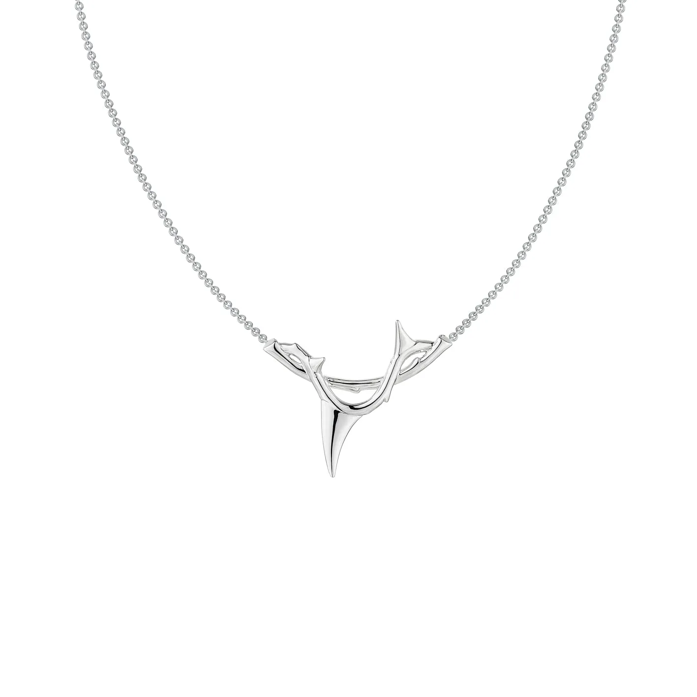 Rose Thorn Branch Pendant - Silver