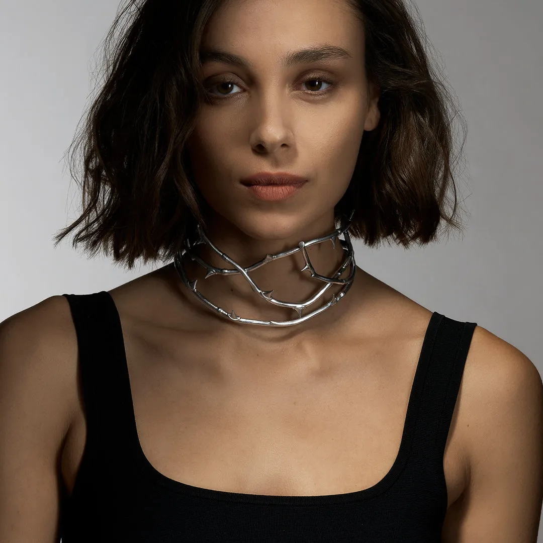 Rose Thorn Choker - Black Rhodium