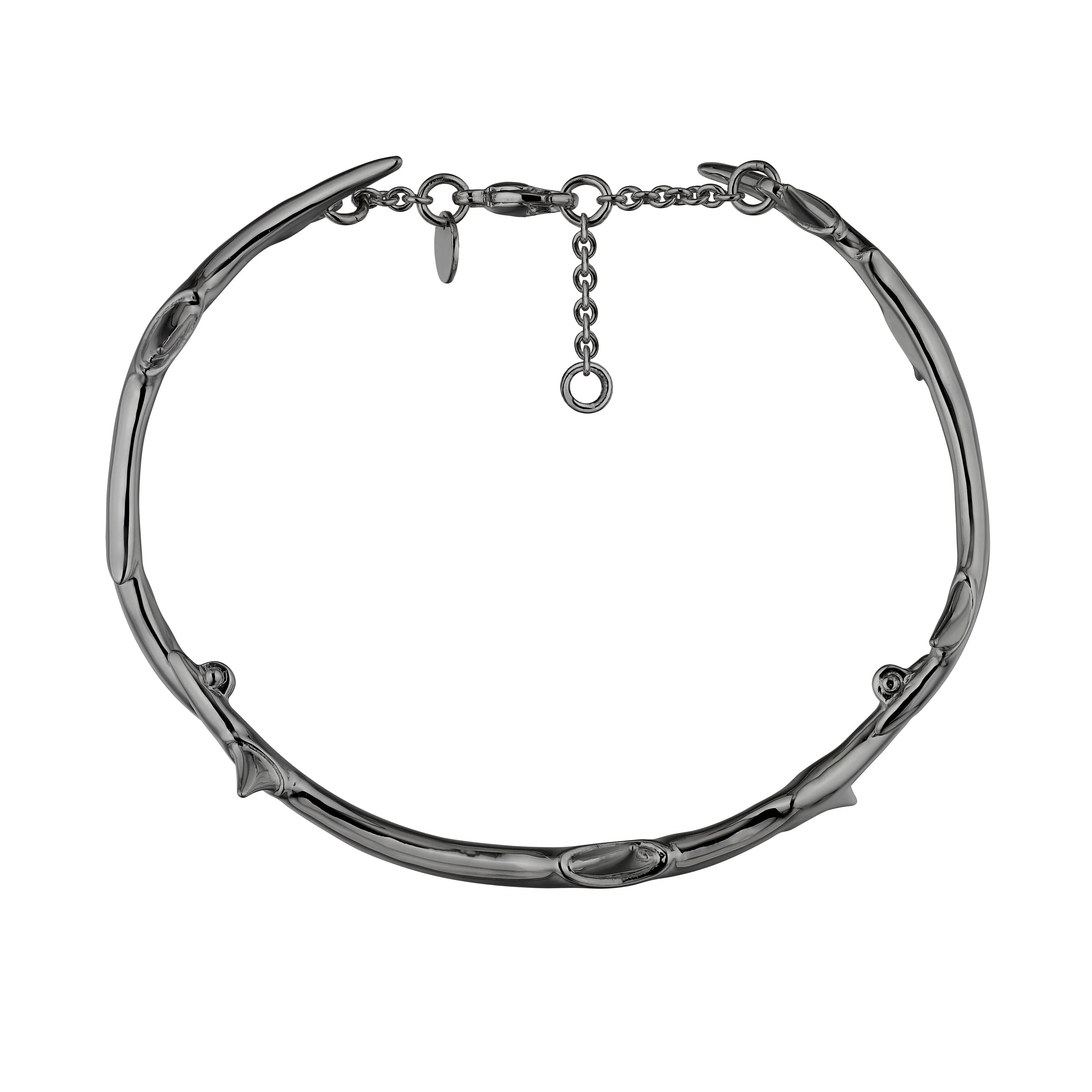 Rose Thorn Linked Bracelet - Silver Black Rhodium