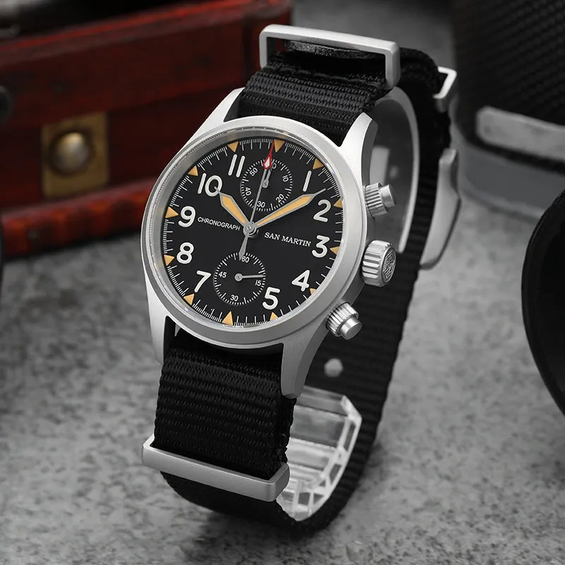 San Martin 37mm Retro Chronograph Field Watch