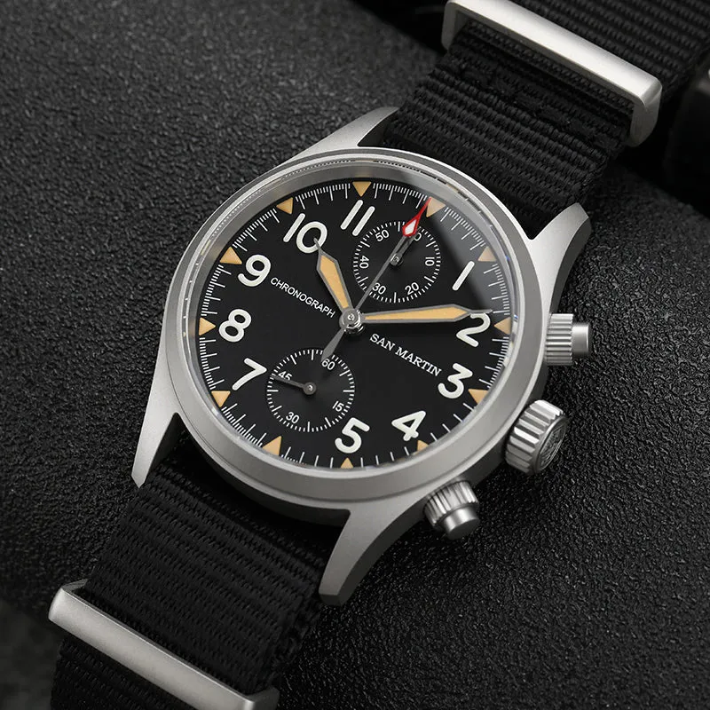 San Martin 37mm Retro Chronograph Field Watch