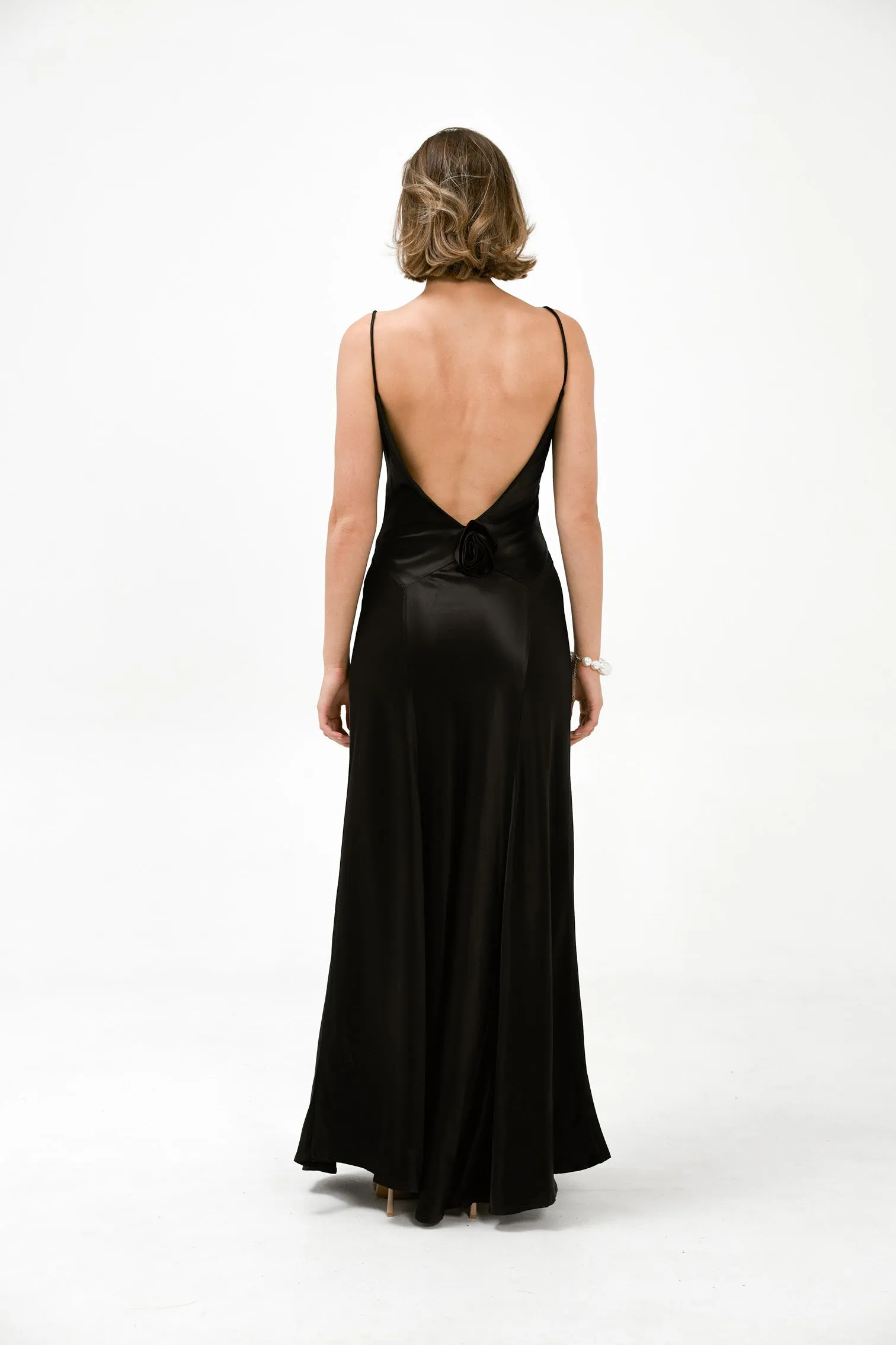 Savannah Rosette Gown - Black