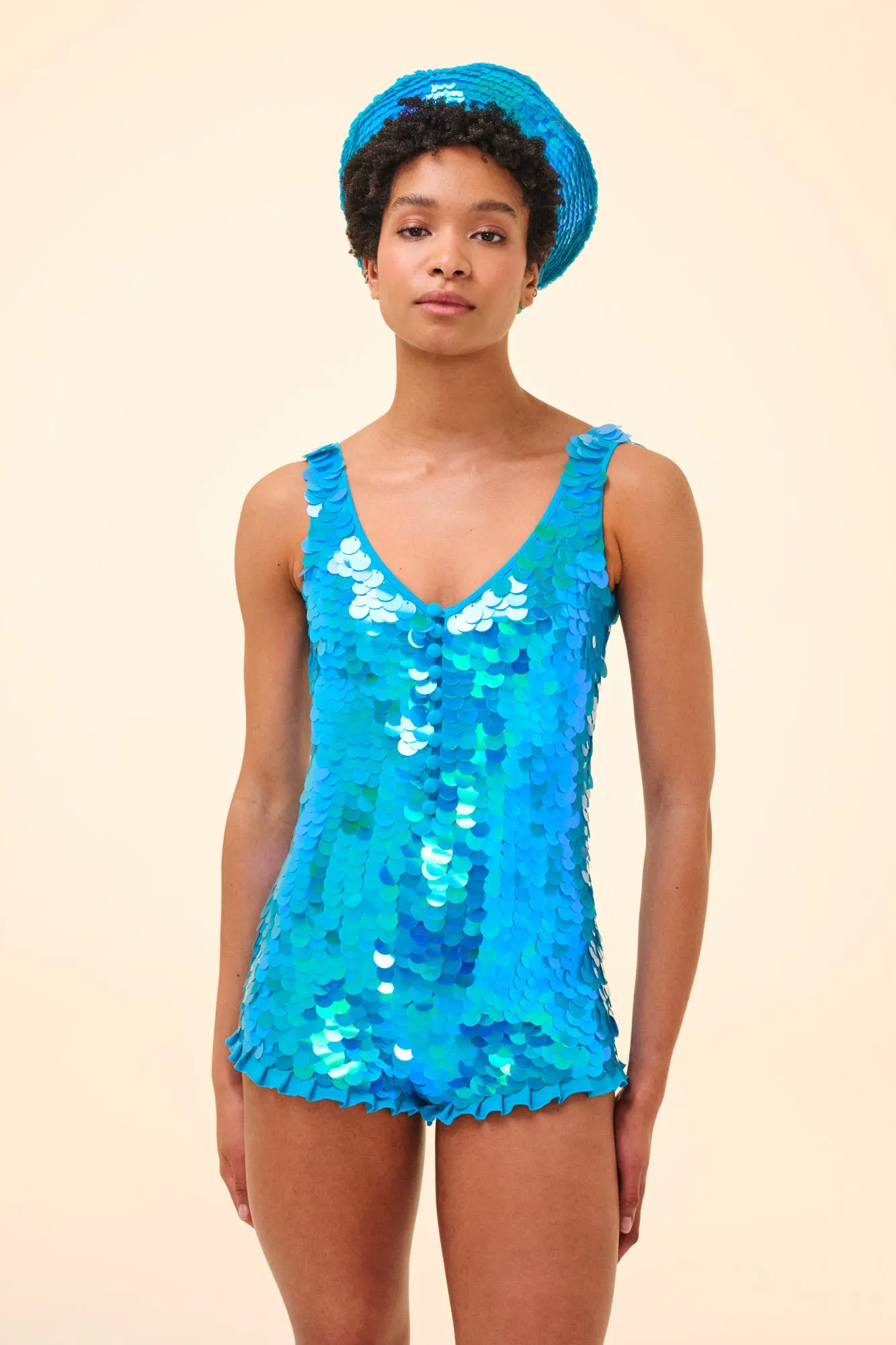 SEA CIRCUS SEQUIN PLAYSUIT - SKY