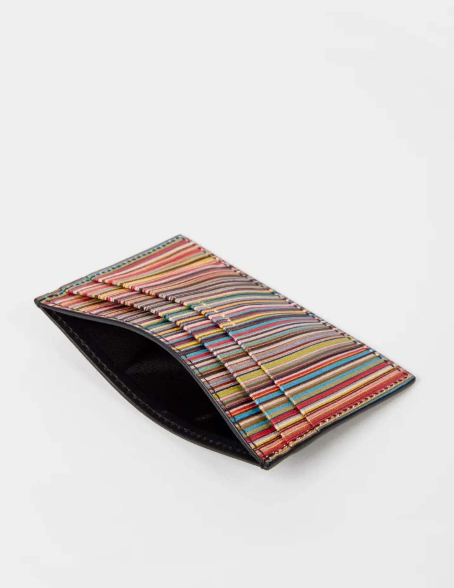 Signature Stripe Card Holder | Black