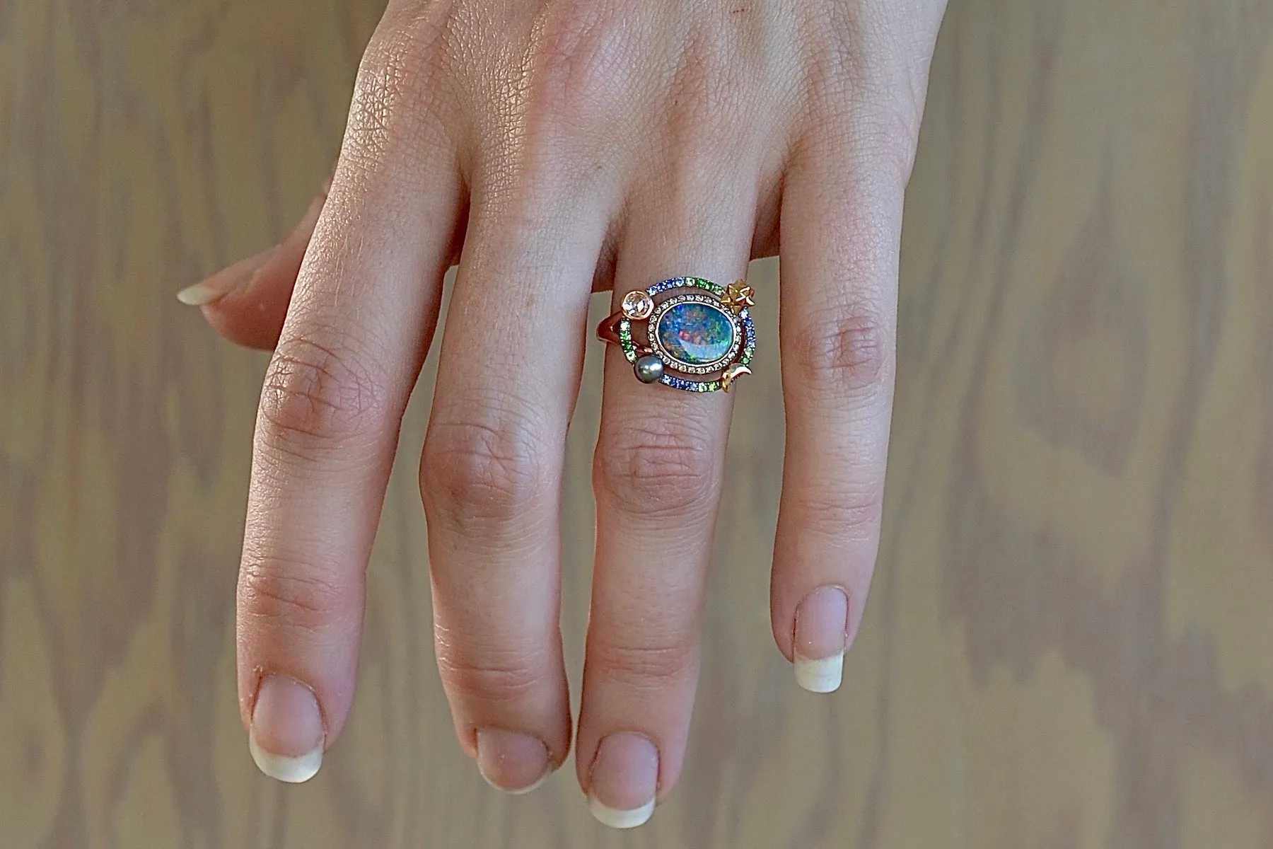 Small Galaxy Opal Ring