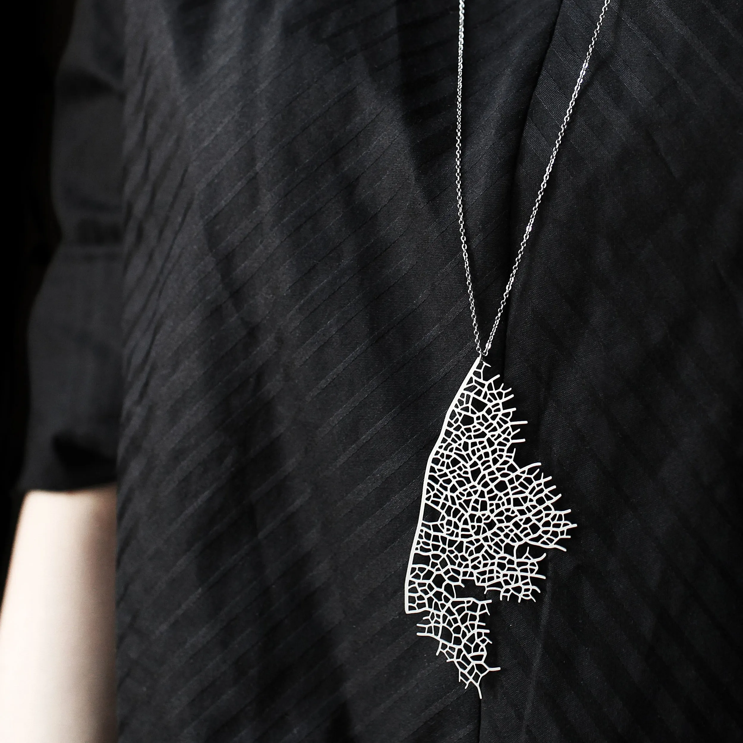 Stainless Steel Pendant - Skeleton Leaf