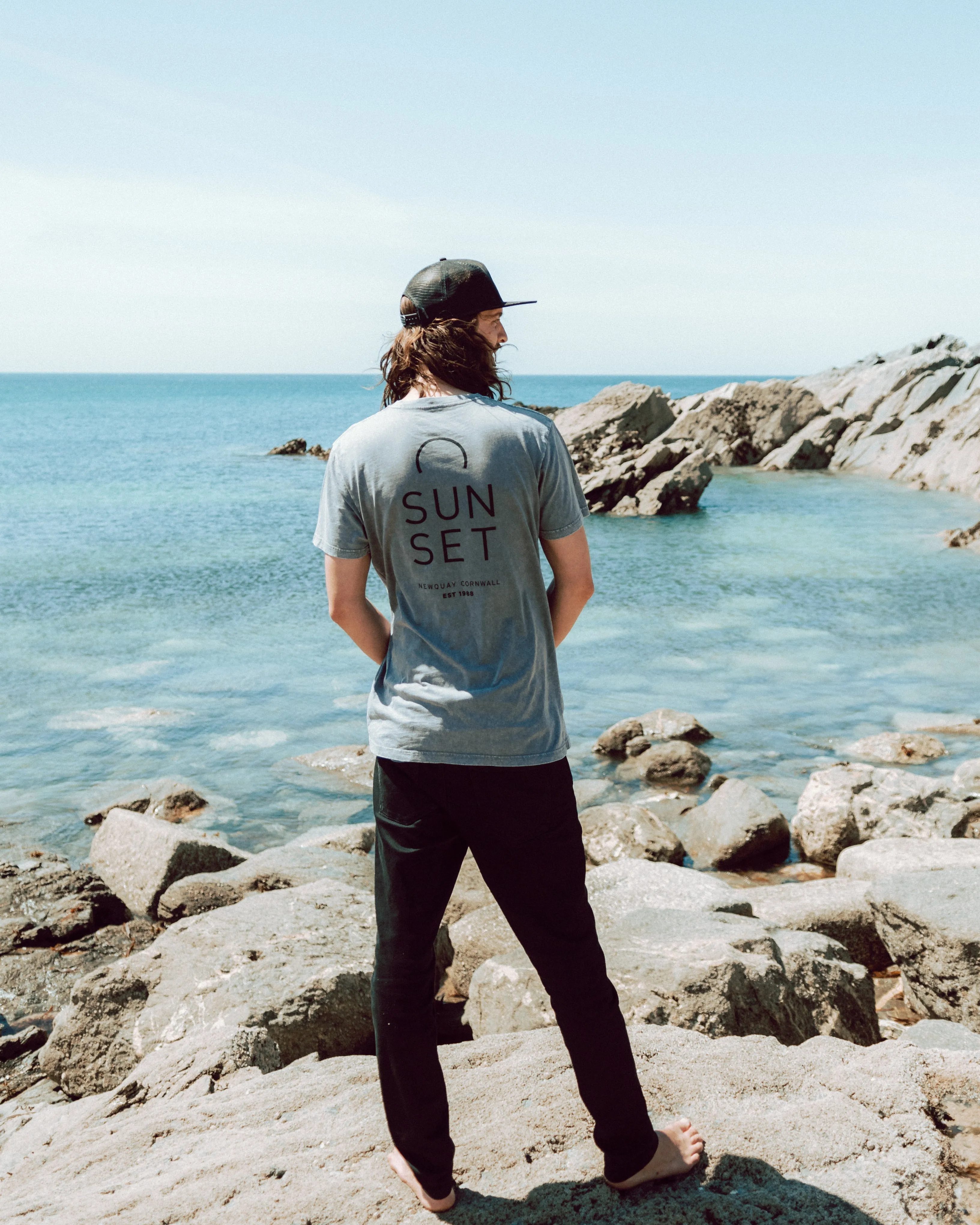 Sunset Surf Mens Tee - Stone Grey (Pre order)