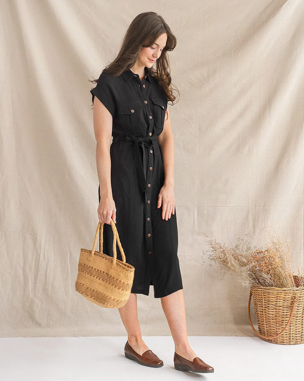 Sybille Shirt Dress - Black