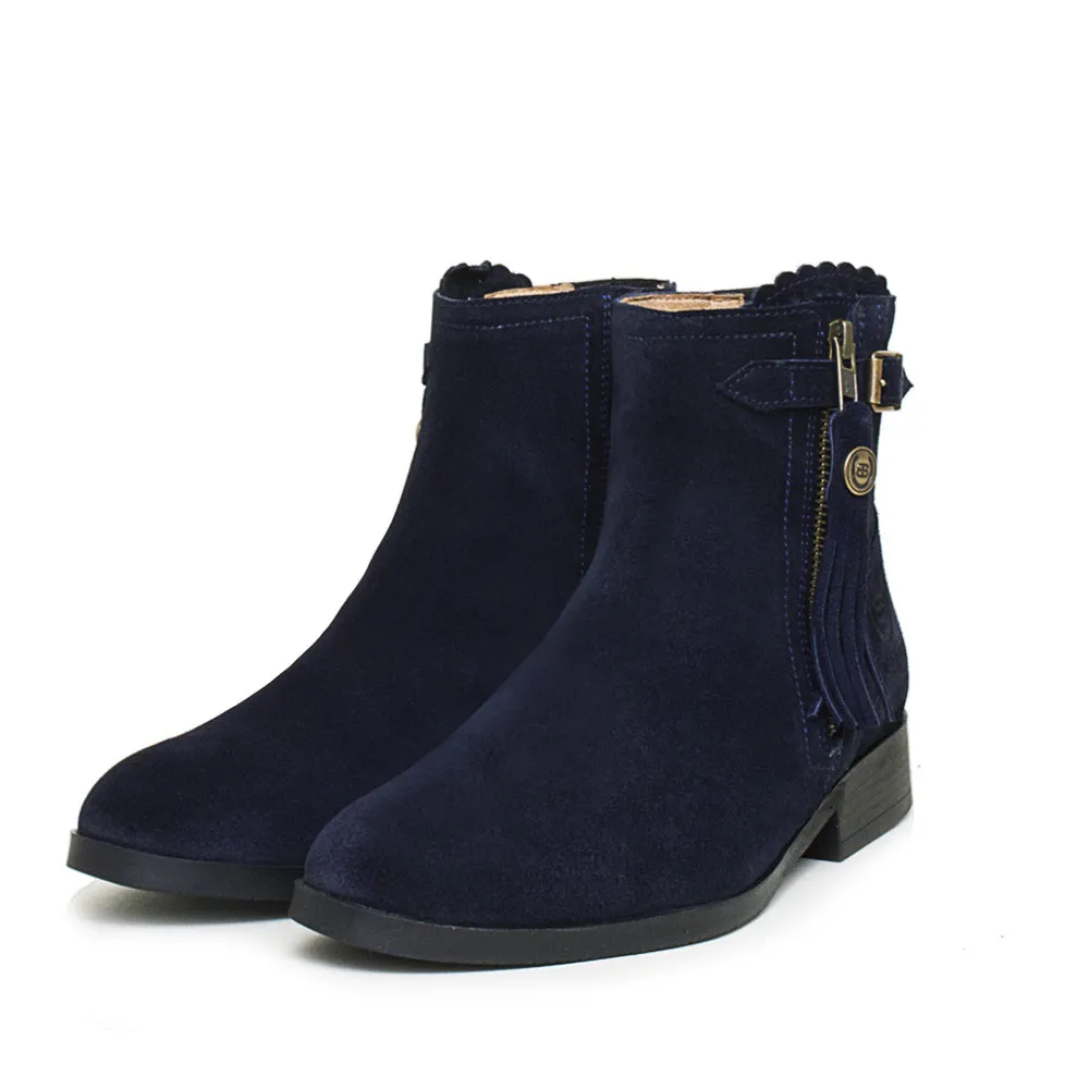 Valencia Suede Tassel Boots - Navy