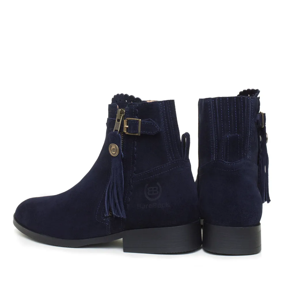 Valencia Suede Tassel Boots - Navy