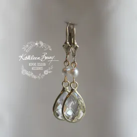 Vanessa Crystal & Pearl Drop Earrings - Gold or Silver finish Options Available.