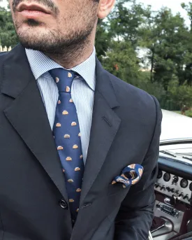 VINTAGE RACE - Silk Tie - Blue/Orange